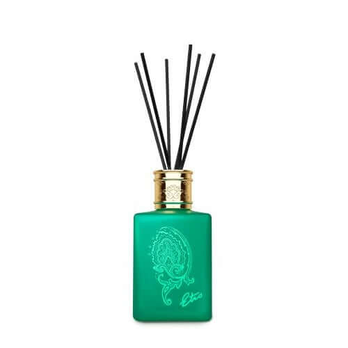 Galatea Diffusore in elegante flacone verde scuro con decoro Paisley e midollini neri