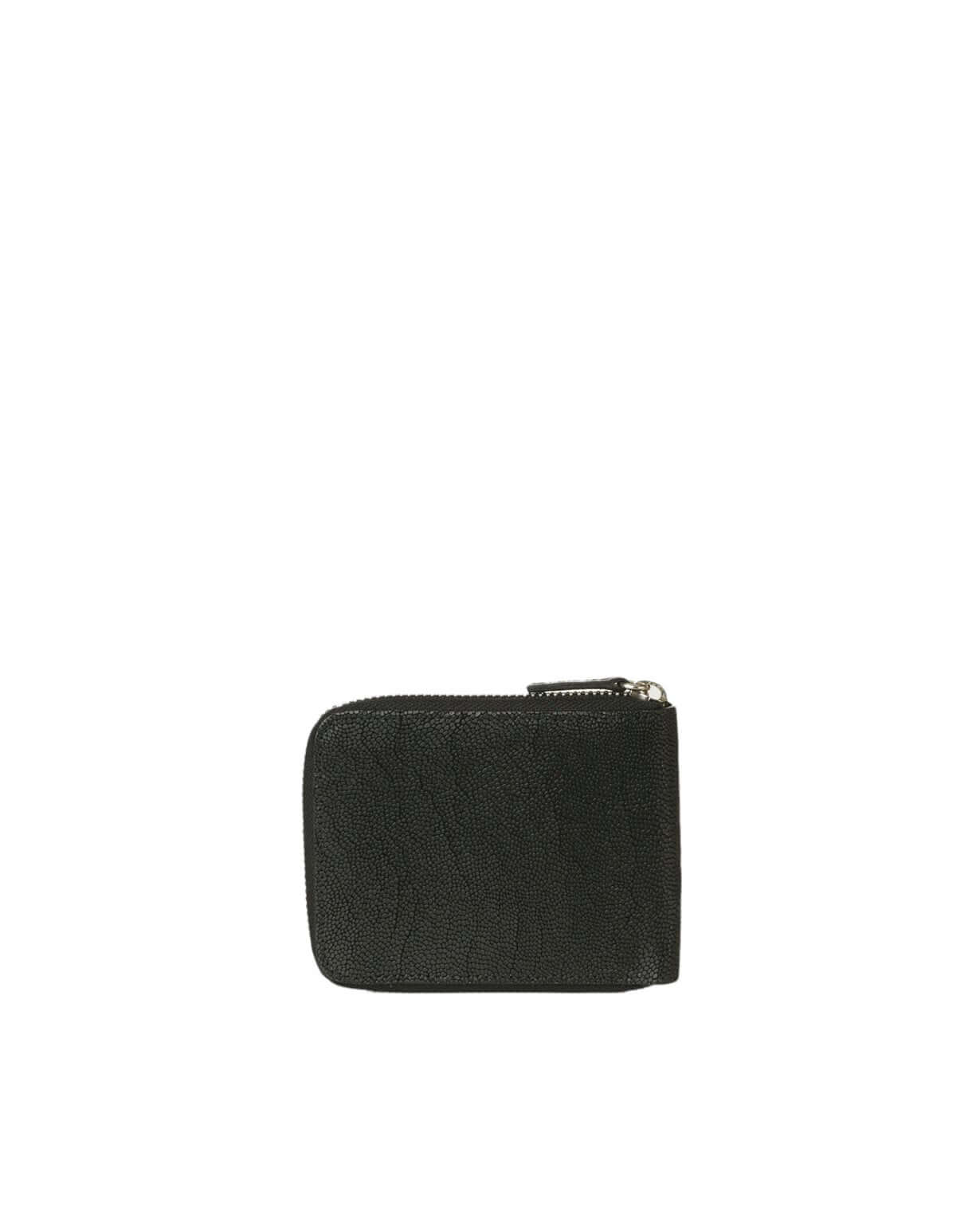 Portafoglio Frog in pelle nera con zip, RFID, 4 scomparti carte, made in Italy, dimensioni: 12x9x2 cm.