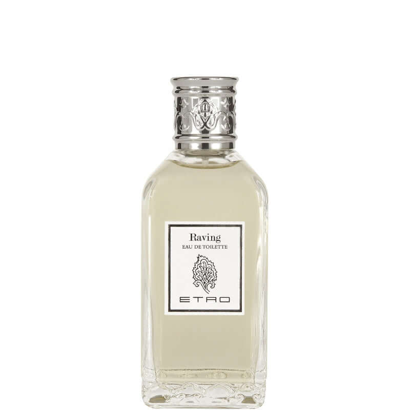 Bottle of Raving Eau De Toilette by Etro, featuring a fresh and spicy fragrance in a 100 ml bottle.