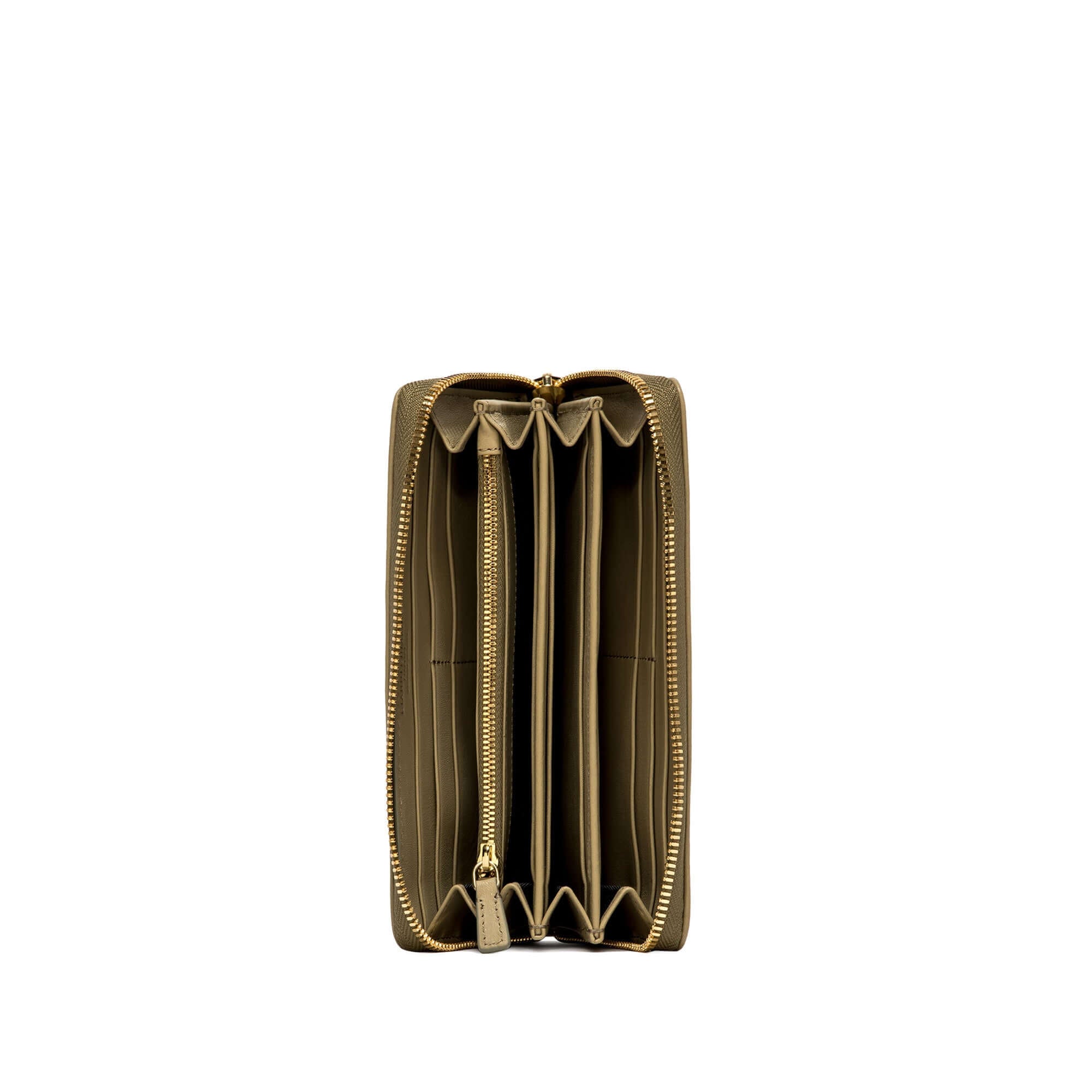 Open view of the MADRID wallet in smooth leather, featuring multiple compartments and card slots, size 19x10x2 cm.