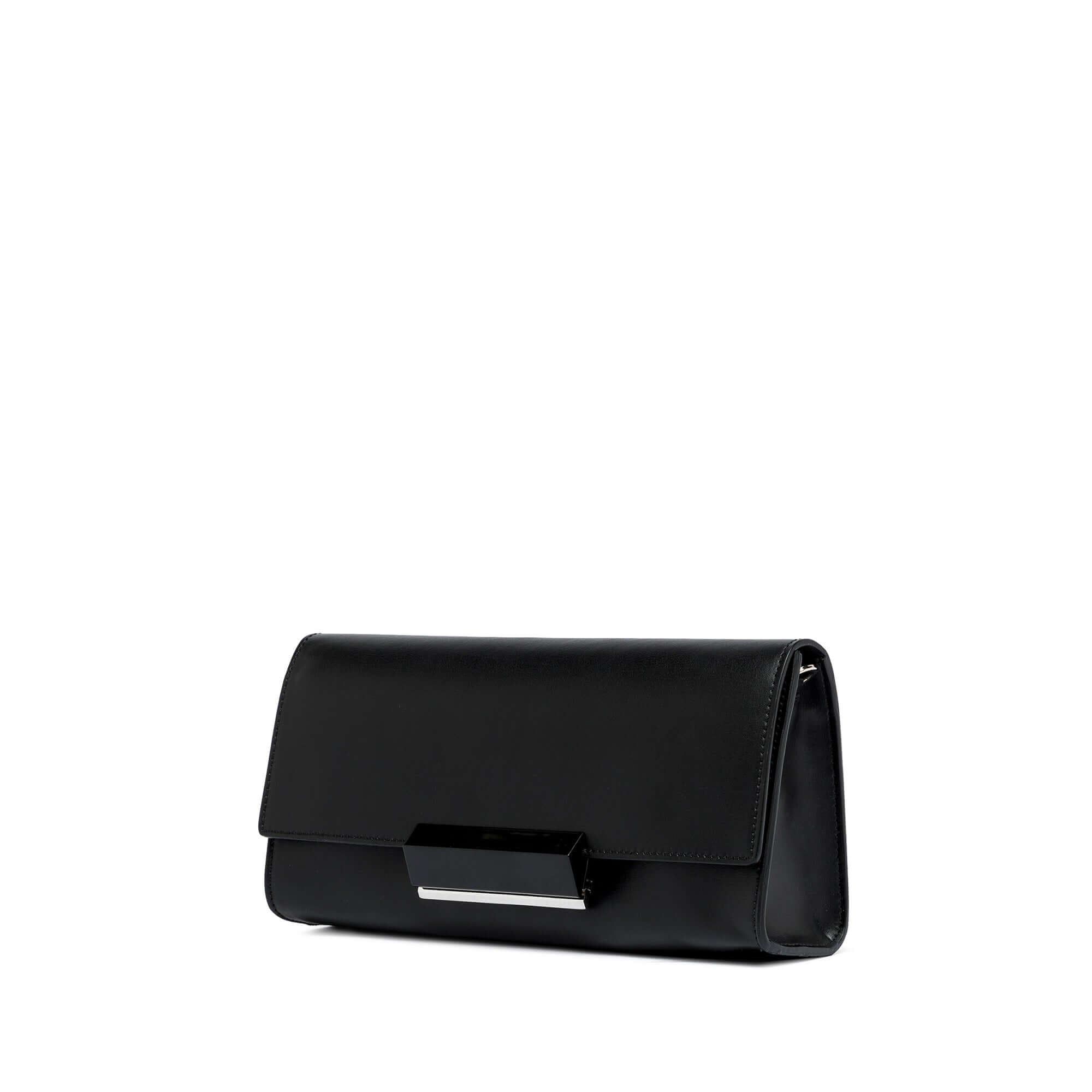 Lily clutch by Gianni Chiarini, smooth leather, snap closure, removable shoulder strap, dimensions 27x13x8 cm.