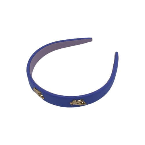 Cerchietto blu con dettagli dorati, elegante e alla moda. Perfetto accessorio per ogni occasione.