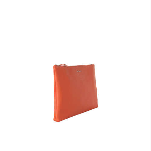 Borsa a mano portadocumenti Micron in pelle, arancione, con chiusura zip, dimensioni 37x25x2.5 cm, Made in Italy.
