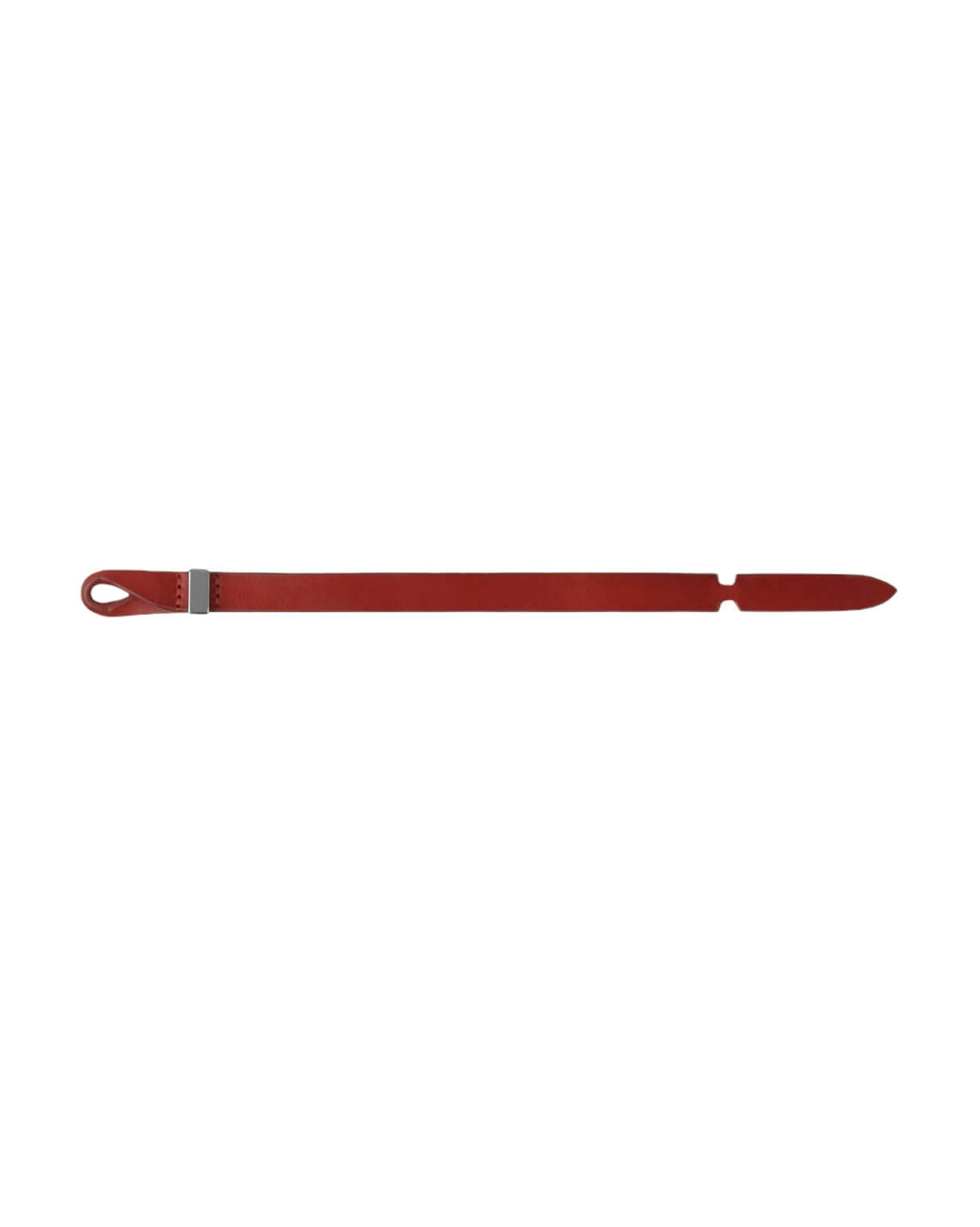 Bracciale Nobuckle Bull Rosso in cuoio con dettagli in argento, made in Italy, design elegante e sofisticato.