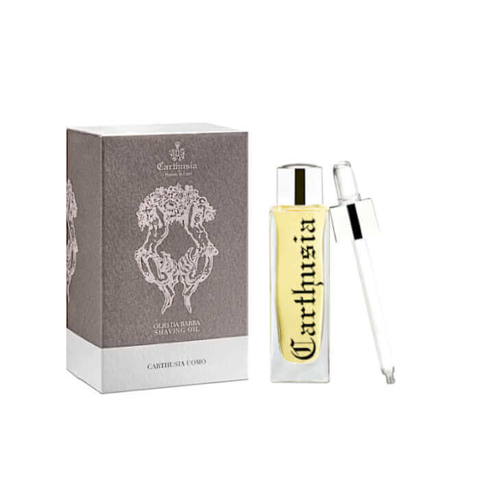 Carthusia Uomo Dopobarba 30ml with luxurious shaving oil for a hydrating and soothing shaving experience.