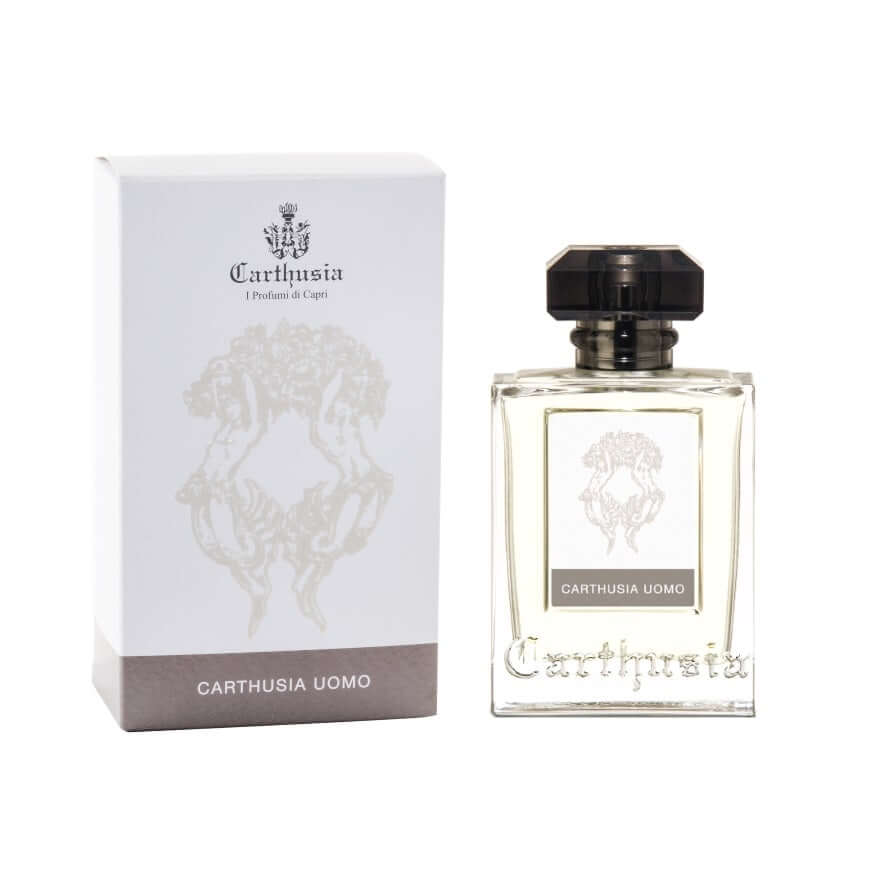 Carthusia Uomo Eau De Parfum 100ml bottle and box, featuring a fresh and elegant scent for men.