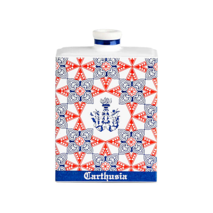 Ceramica Rosso Diffusore by Carthusia, handcrafted ceramic diffuser with vibrant red and blue design.