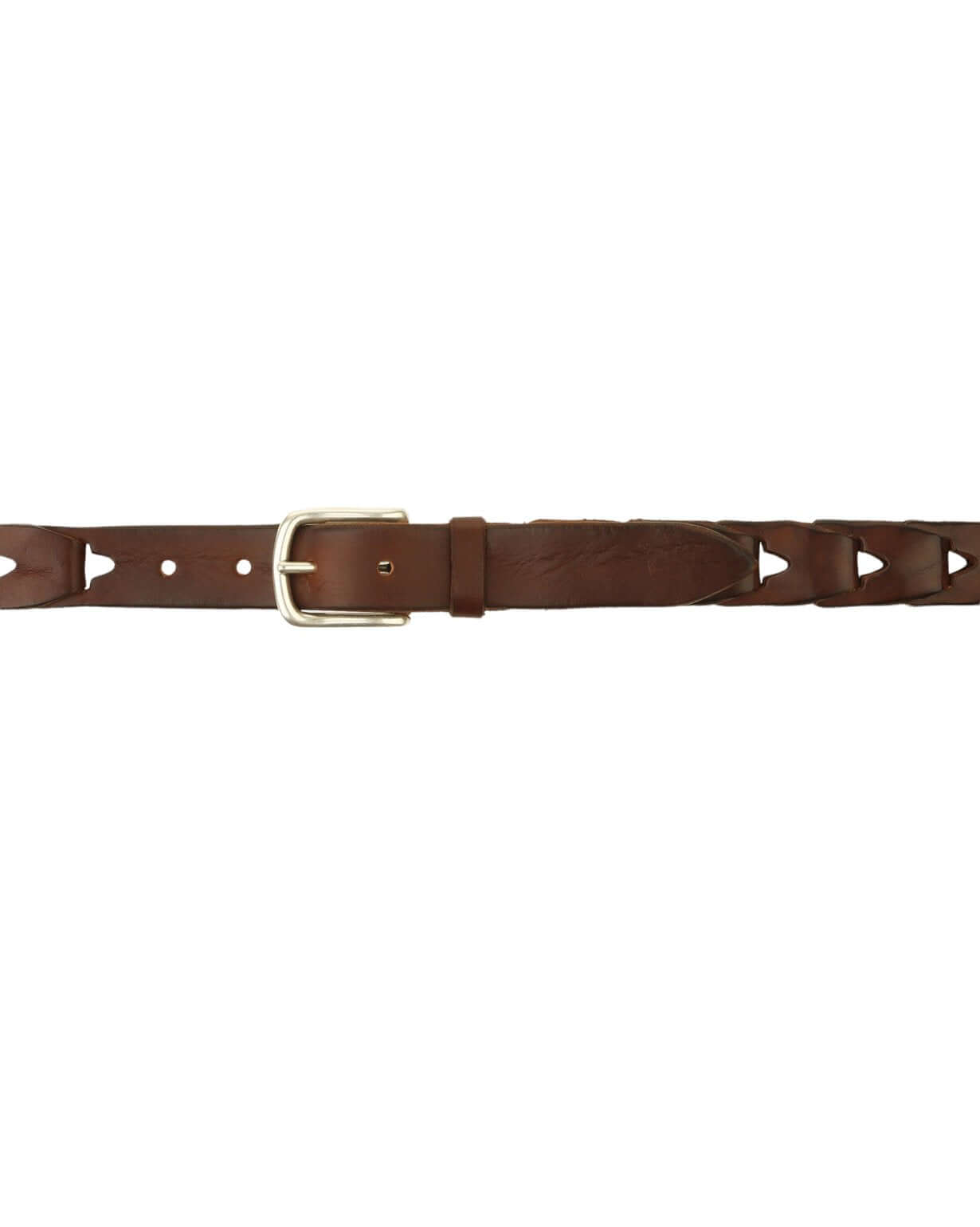 Cintura Bull Soft Bruciato in cuoio con fibbia argento, altezza 3 cm, made in Italy, design simile a catena.