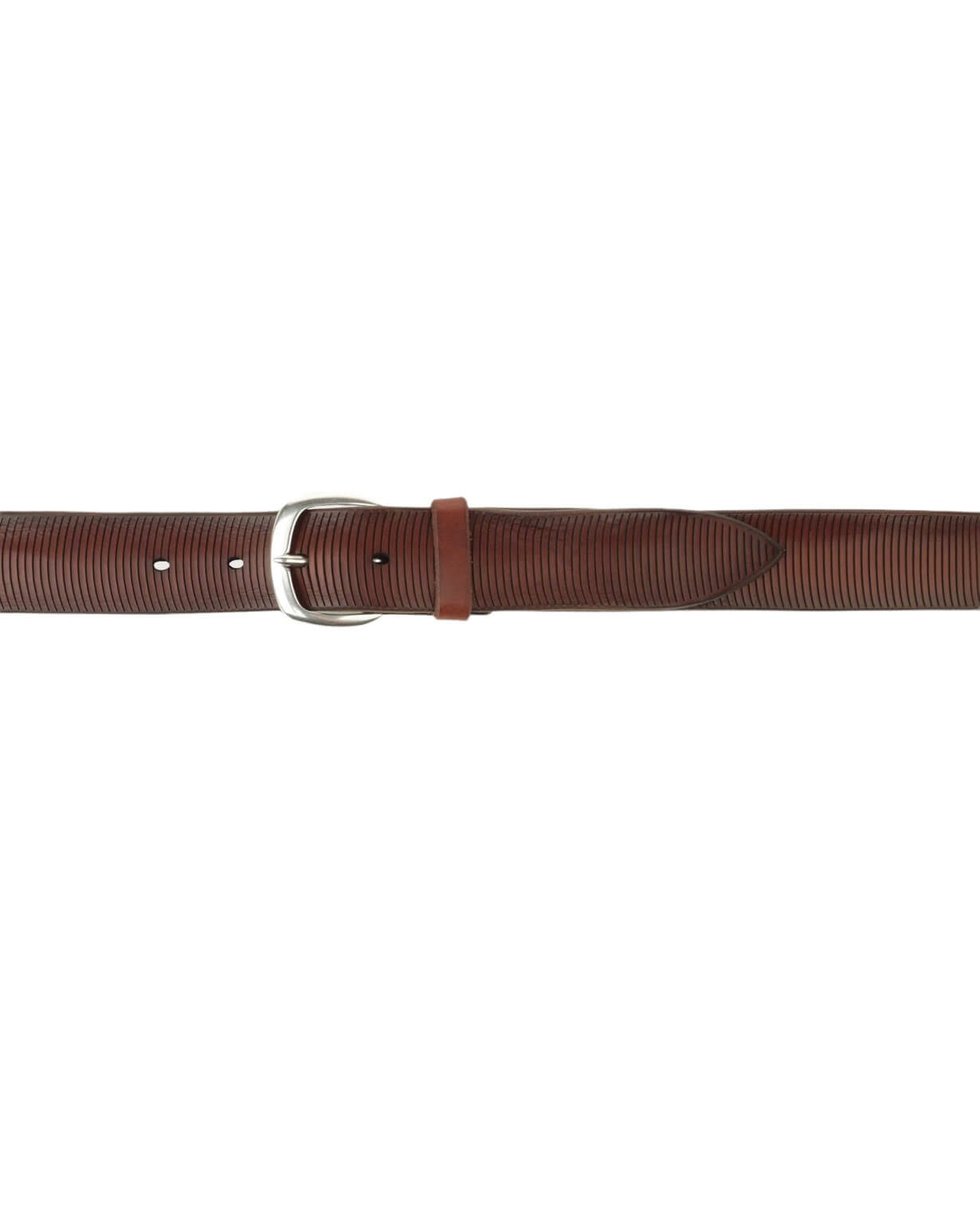 Cintura Bull Soft Bruciato in Cuoio, h. 3,5 cm, con fibbia in argento inglese, decorazione incisa, made in Italy.