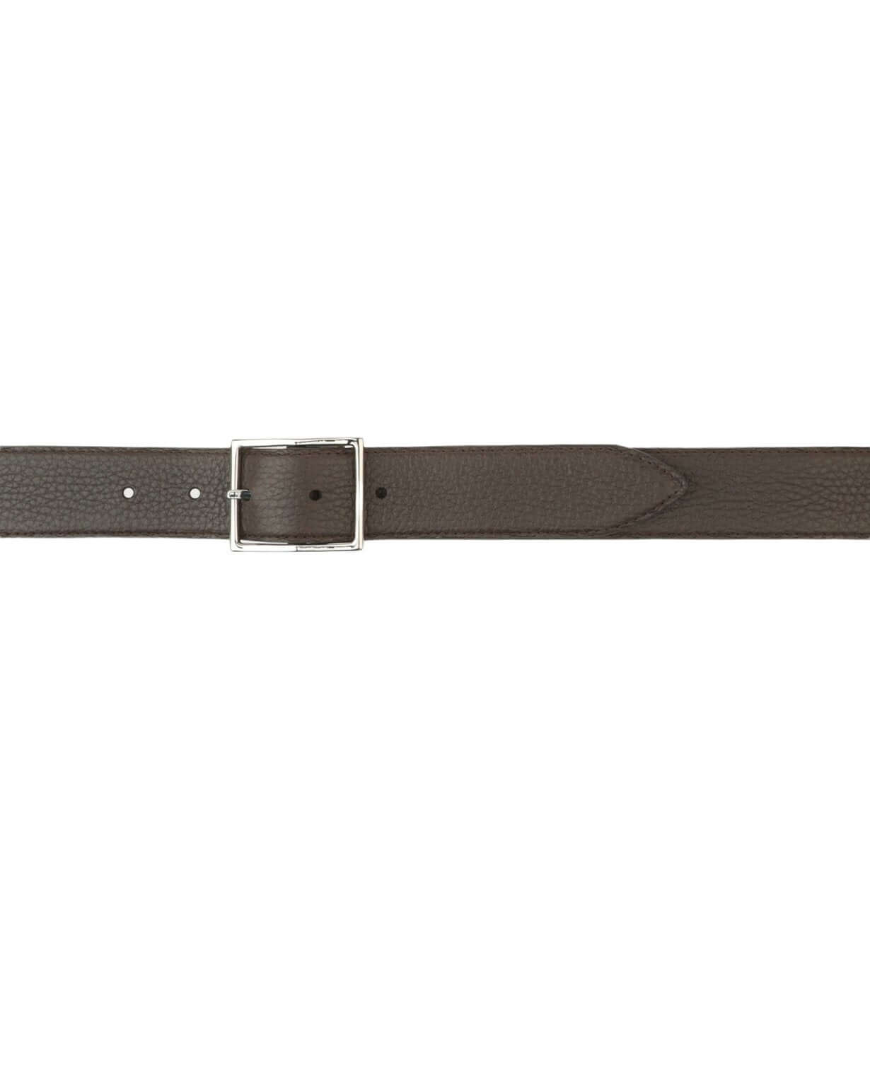 Cintura Double Biometrica in Ebano e Nero, 3.5 cm reversibile, pelle con fibbia nichel lucido, made in Italy.