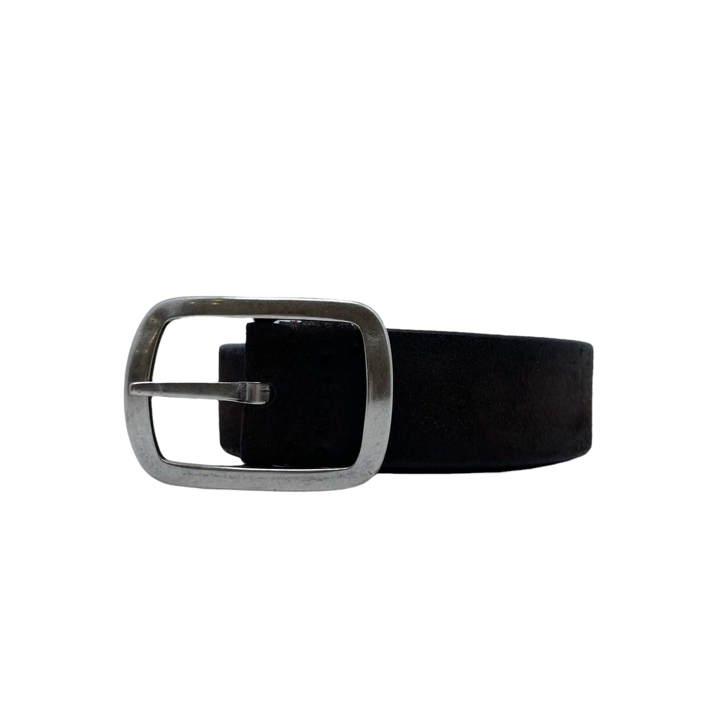 Cintura Hunting Double Testa di Moro in pelle martellata, h. 3,5 cm, fibbia nichel lucido, made in Italy.