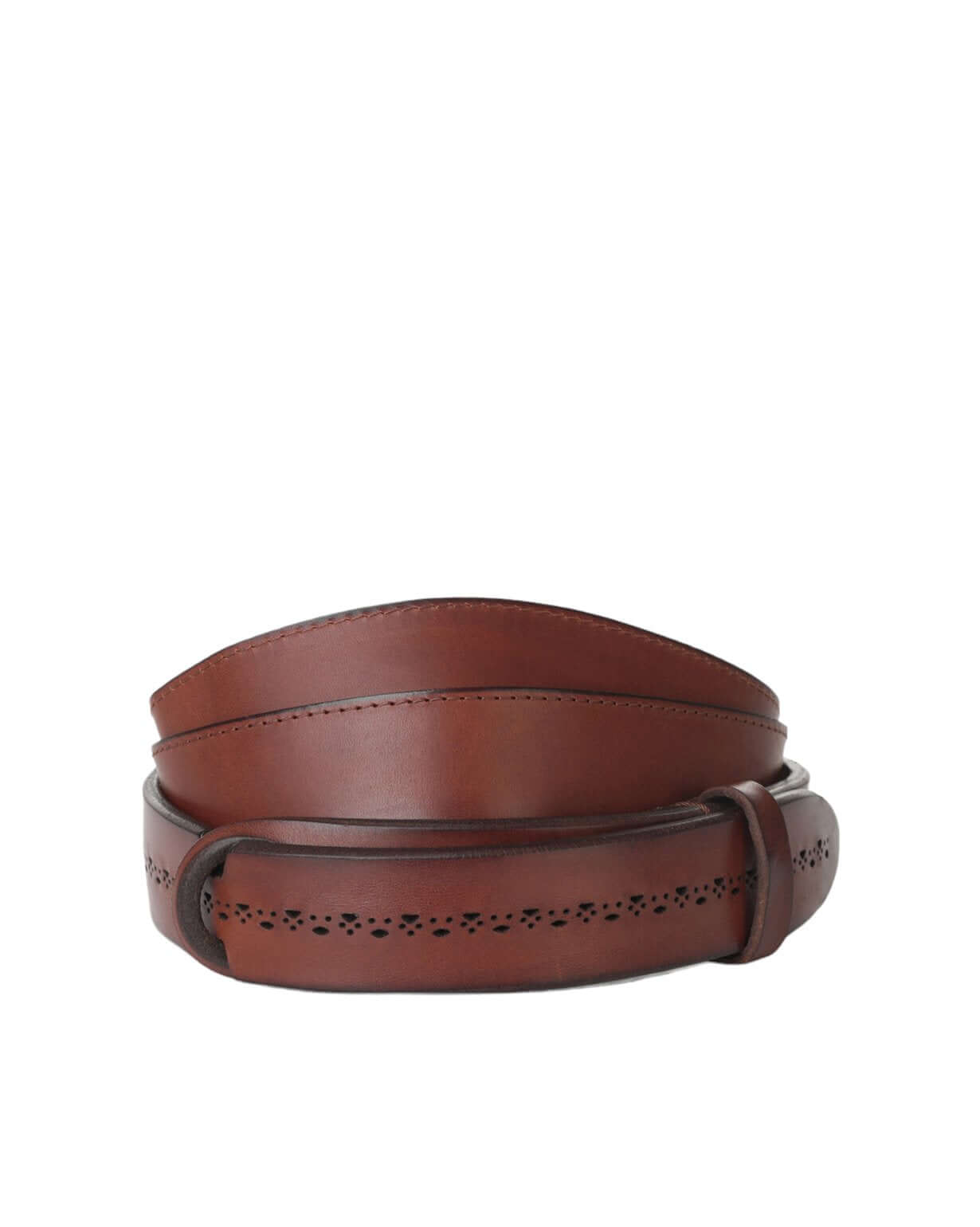 Cintura Nobuckle Bull Soft in Cuoio, adjustable leather belt, made in Italy, 3 cm wide, size 42-58, nickel finish.