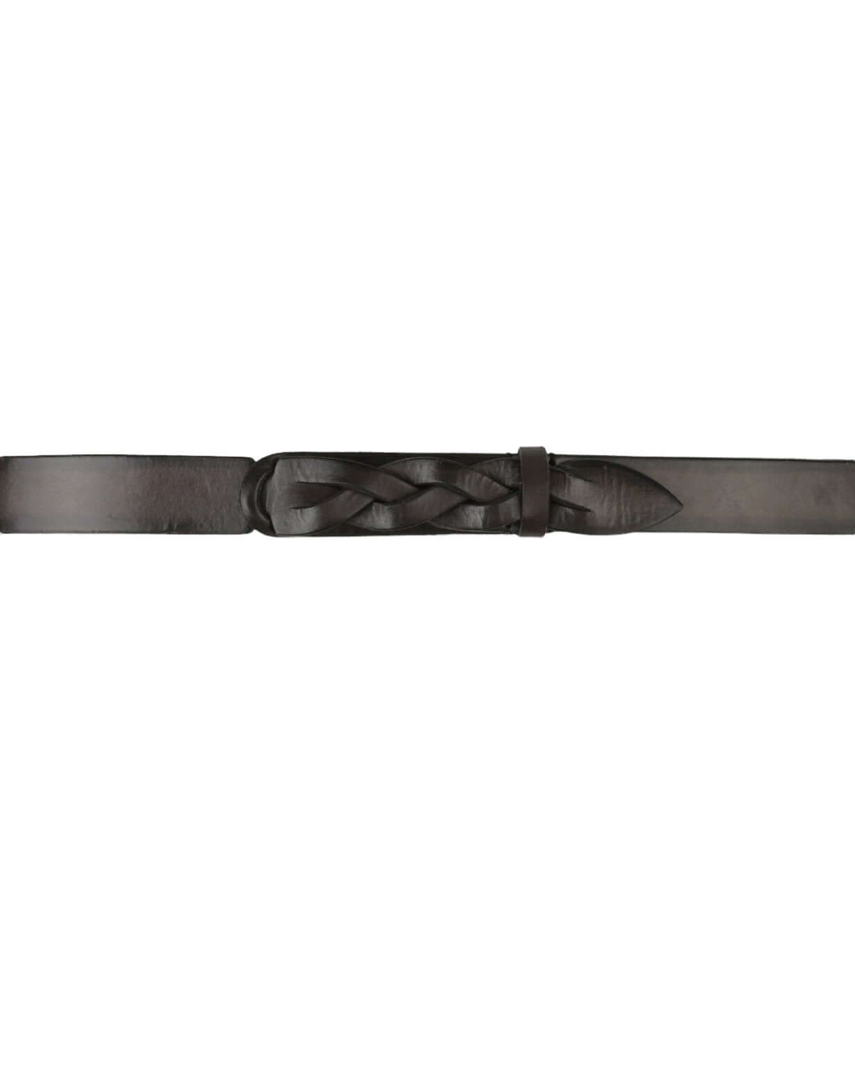Cintura Nobuckle Dive in leather with braided tip, adjustable size 42-58, made in Italy, stylish and functional accessory.
