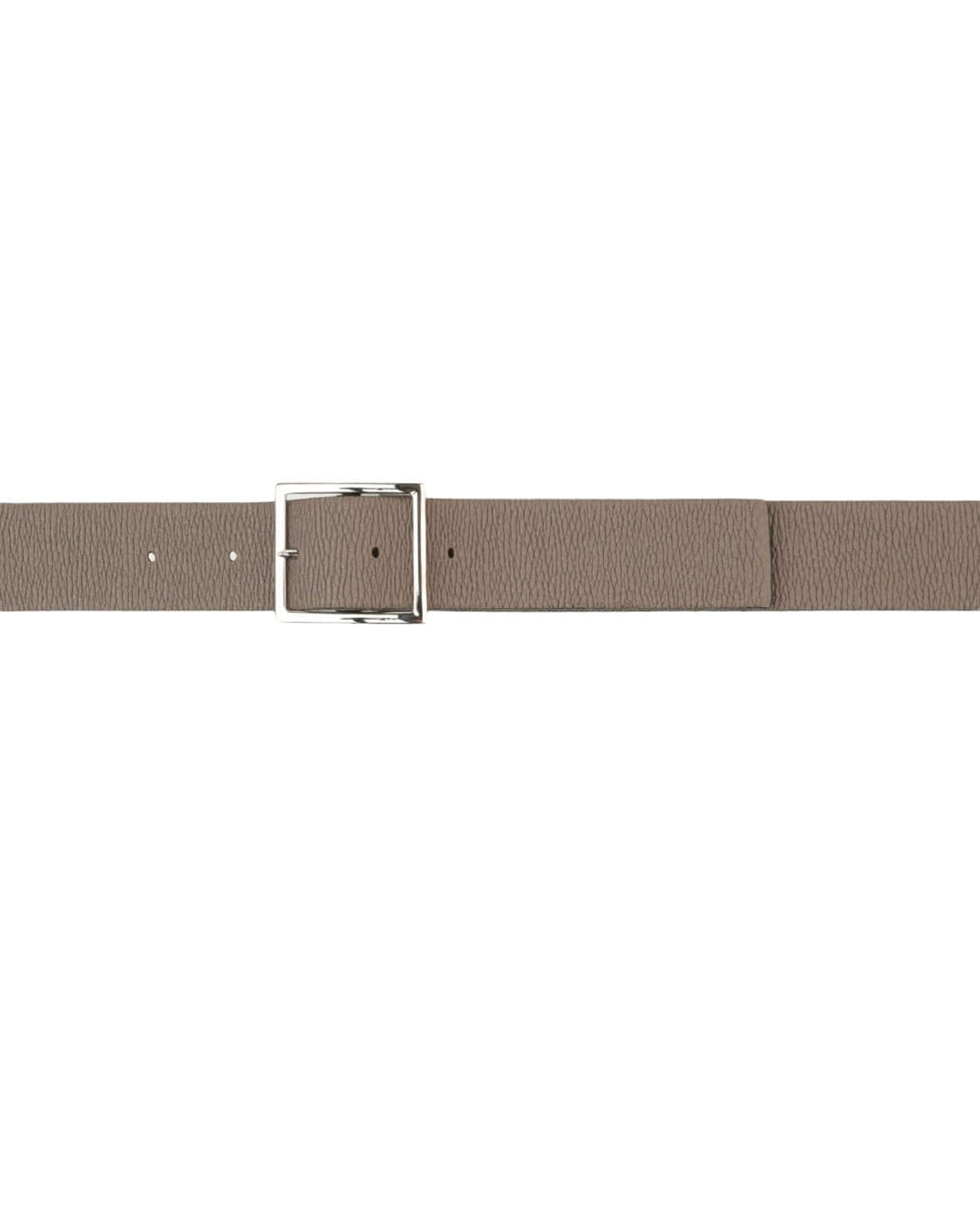 Cintura reversibile in pelle martellata, doppio colore nero e fango, fibbia nichel lucido, made in Italy, 3,5 cm.