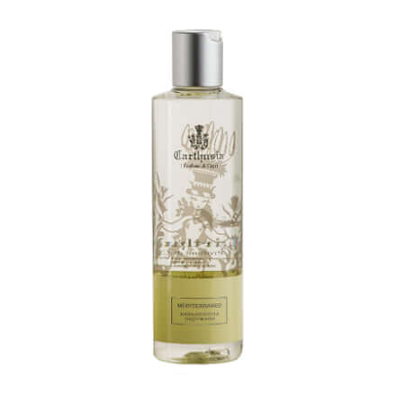 Bottle of Mediterraneo Bagno Schiuma, a natural shower gel for soft, fragrant skin, enriched with natural extracts.