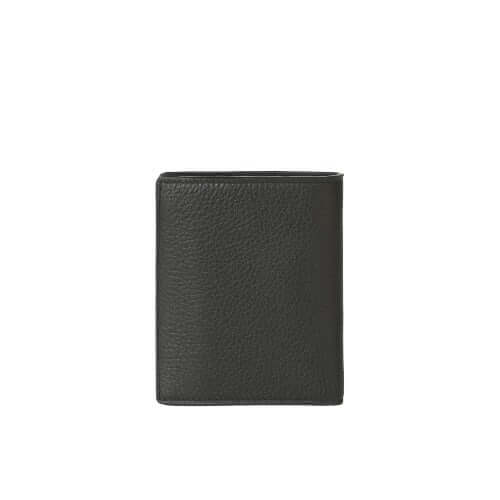 Portafoglio Micron in pelle martellata verde, 11,5 cm x 8,5 cm, protezione RFID, made in Italy.