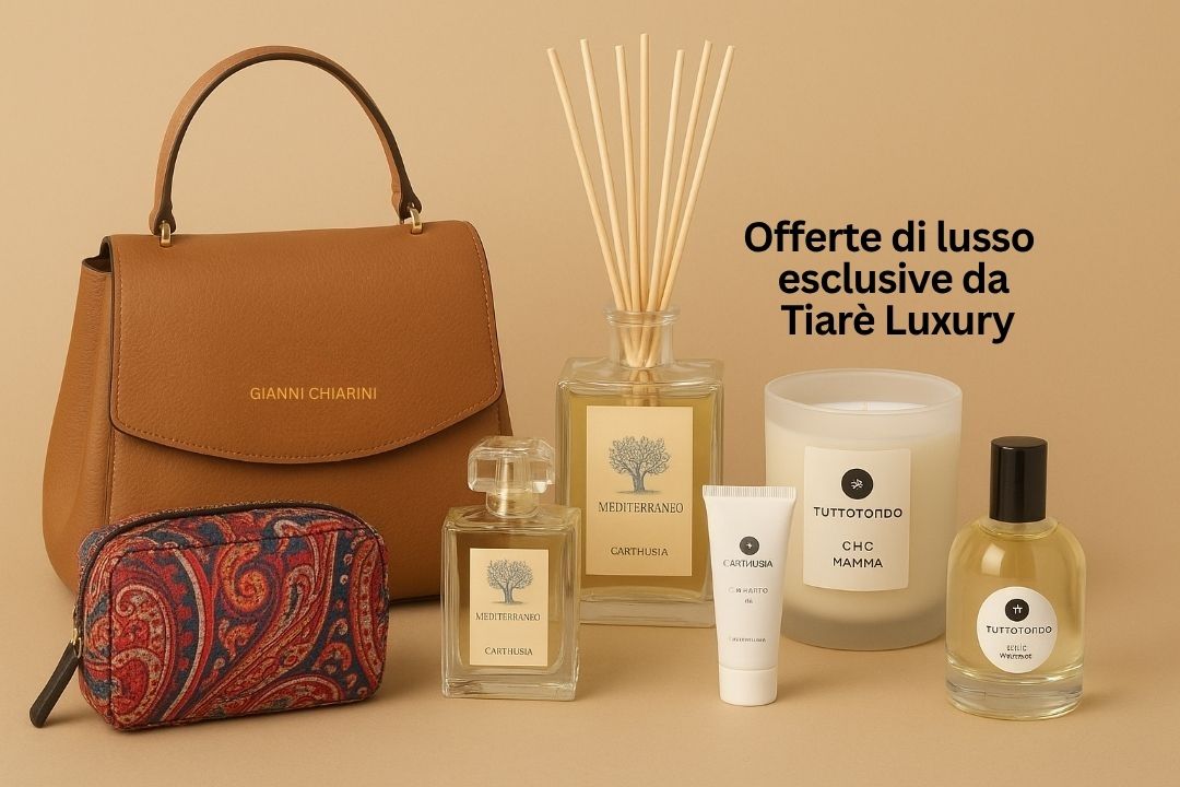Offerte di lusso Black Friday e Cyber Monday da Tiarè Luxury con prodotti eleganti e accessori di moda.