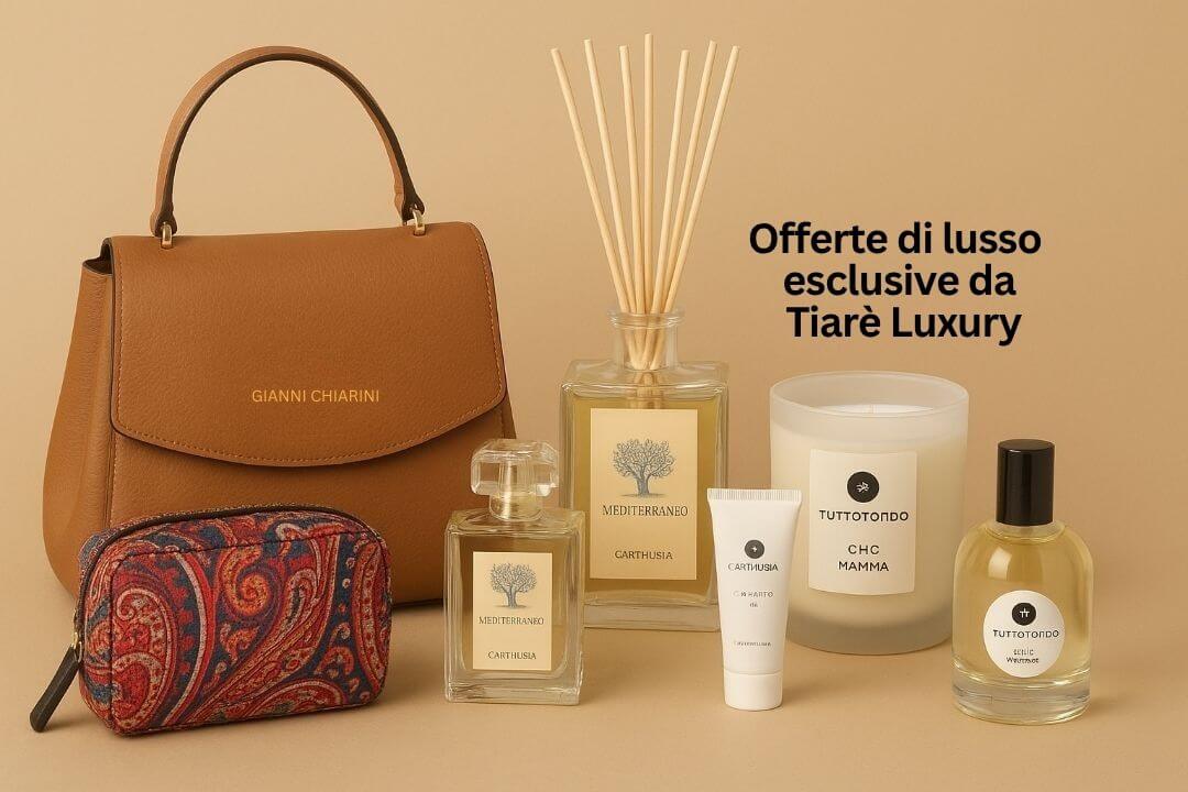 Offerte di lusso Black Friday e Cyber Monday da Tiarè Luxury con prodotti eleganti e accessori di moda.