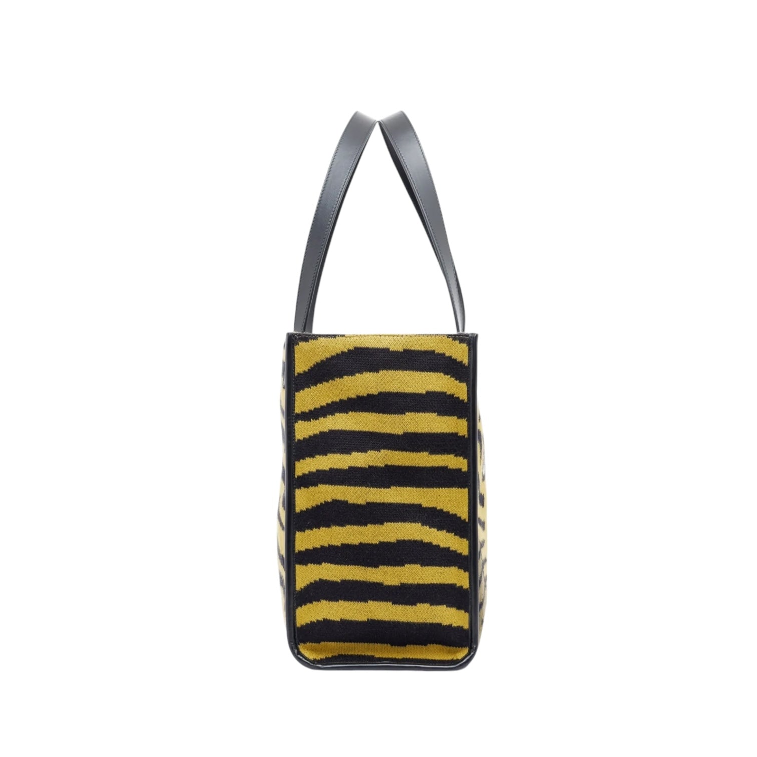 Borsa a spalla con design a strisce gialle e nere, ideale per un look sportivo ed elegante.