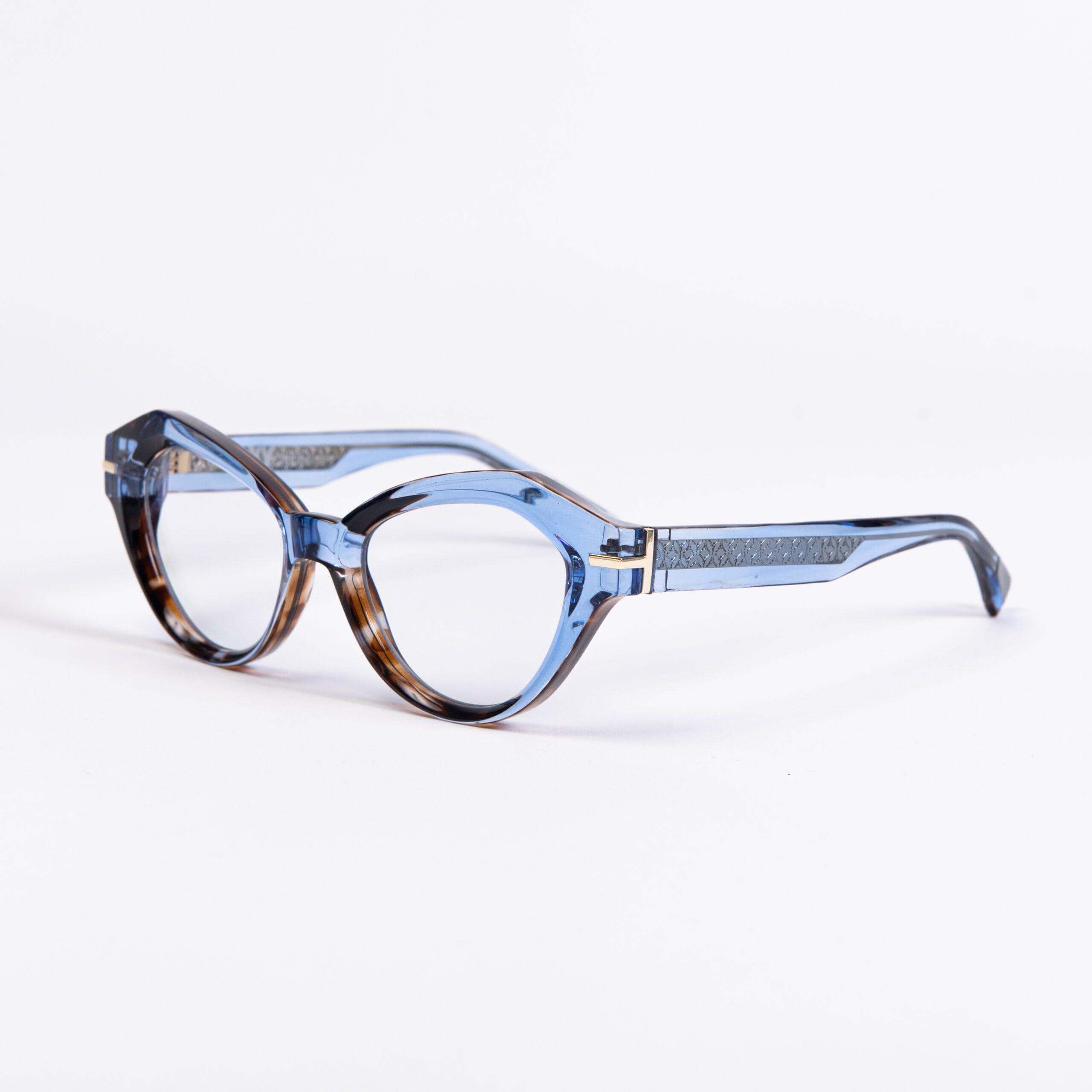 BAL HARBOUR C32 occhiali azzurri trasparenti con dettagli in avana, collezione XY by AirDP.