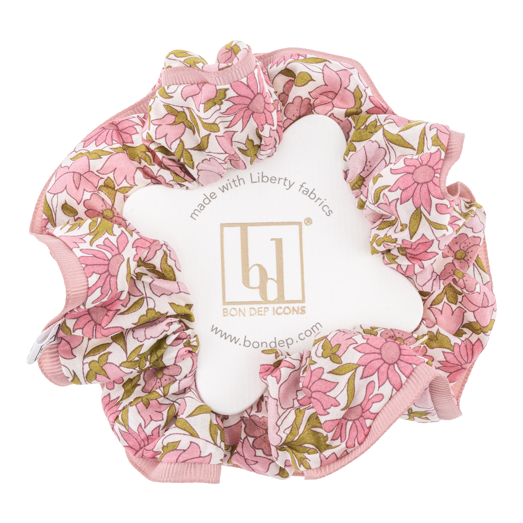 Elastico per capelli Liberty Poppy in tonalità rosa con fiori, ideale per un look elegante e vivace.