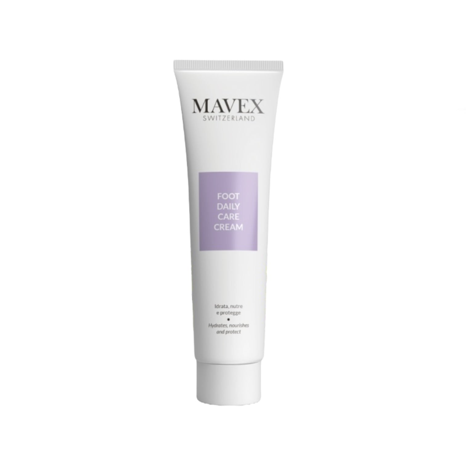 Mavex Foot Daily Care Cream tube for dry, cracked feet with plant-based lipids and emollients, 100 ml.