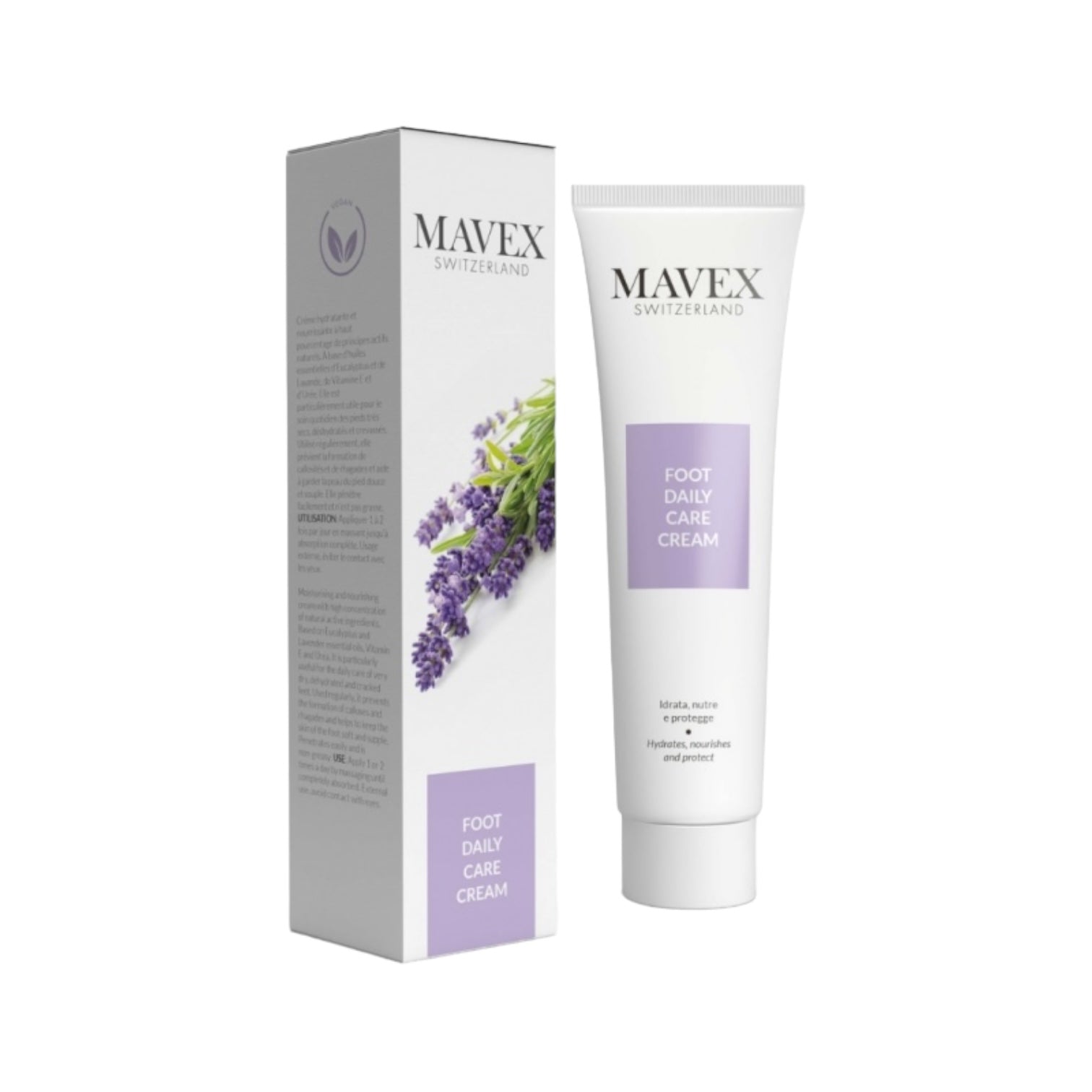 Mavex Foot Daily Care Cream, 100ml, moisturizing cream for dry and cracked feet with botanical lipids.