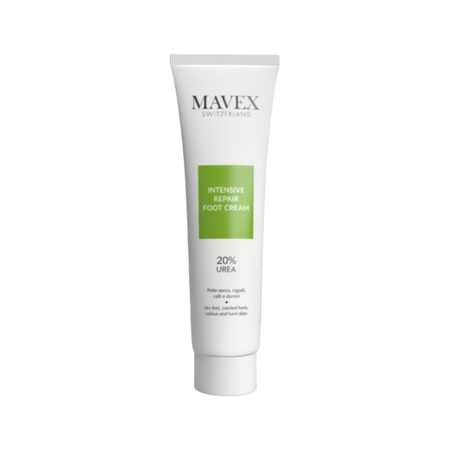 Mavex Intensive Repair Foot Cream, 100ml, with 20% urea for keratolytic action, reducing calluses and dry skin.