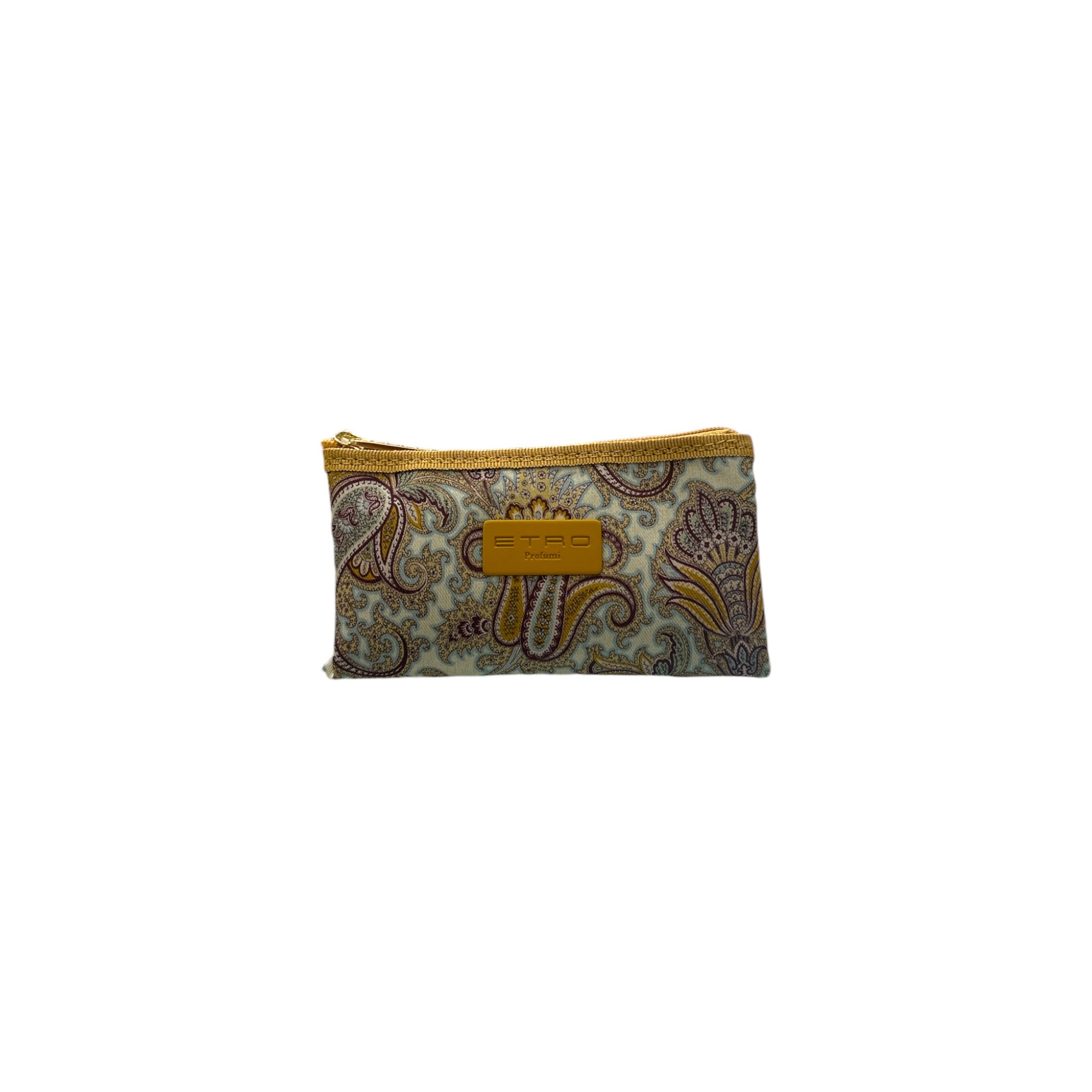 Mini trousse in washable nylon fabric with paisley design, featuring ETRO label and zip closure.