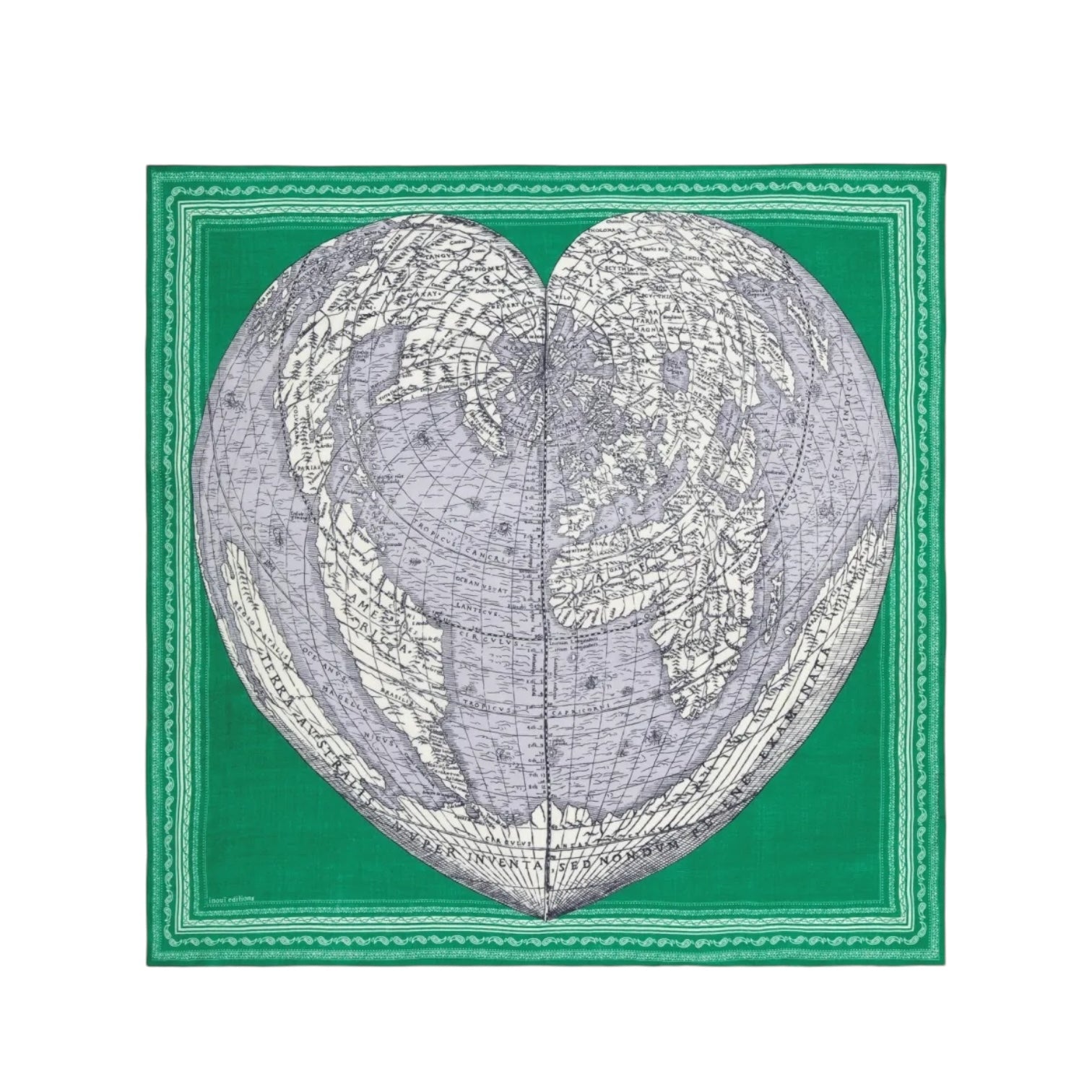 Foulard Quadrato Mappemonde Verde