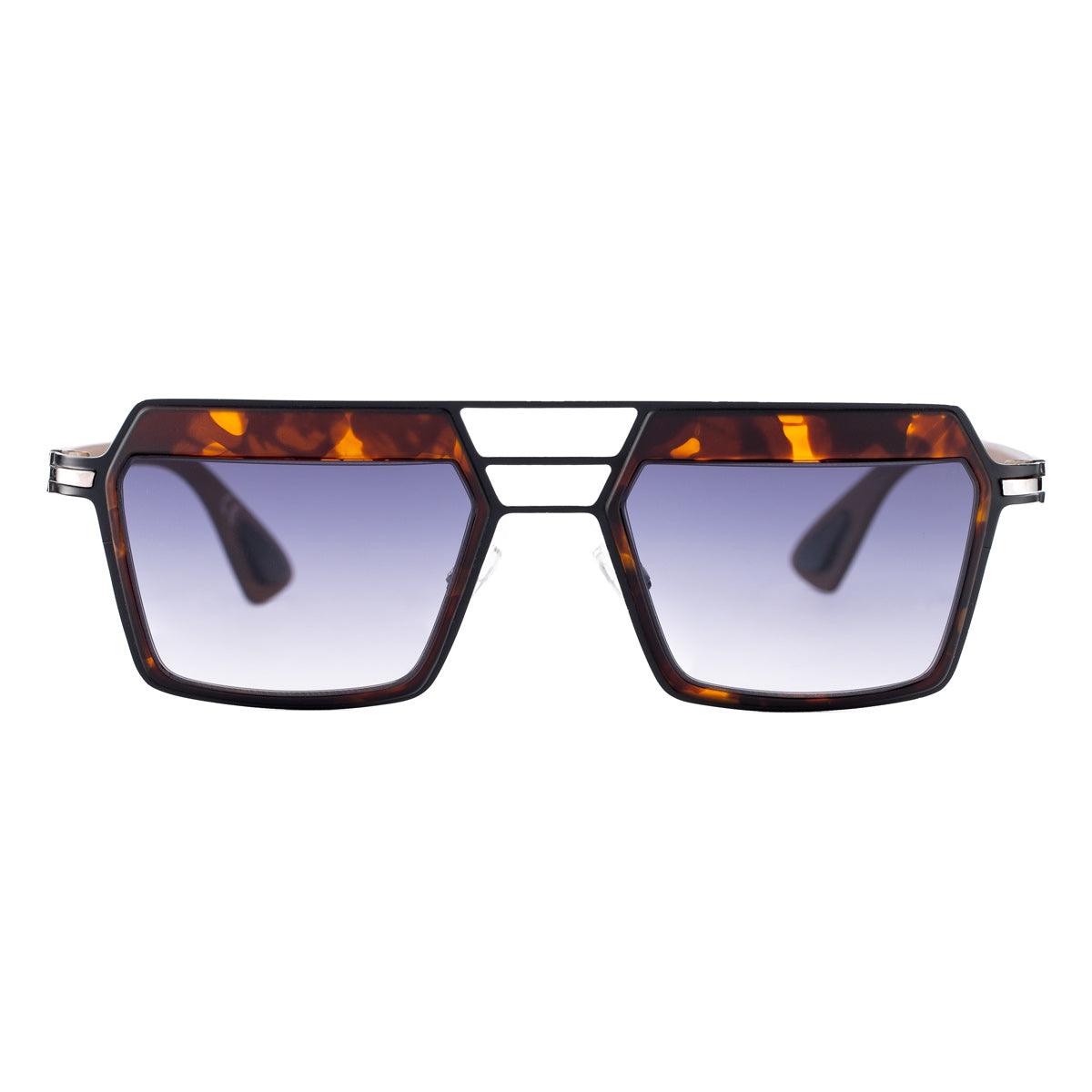 NEW YORK C1 occhiali da sole in stile moderno con lenti grigie sfumate e montatura havana e metallo.