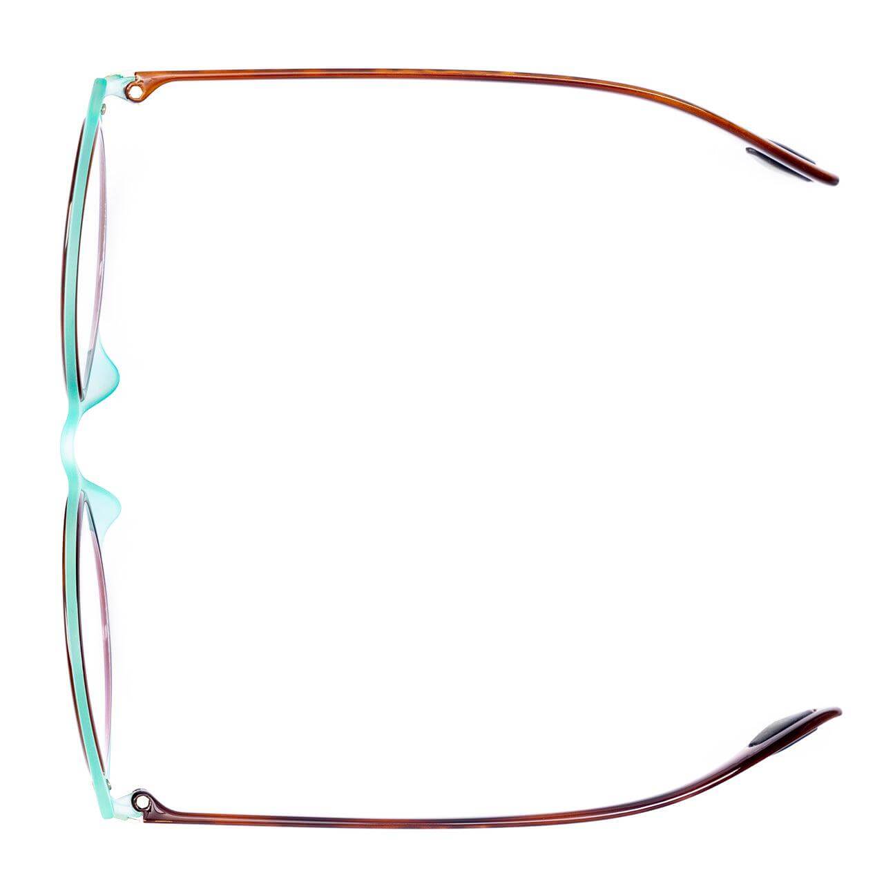 DADO C73 occhiali da vista con montatura leggera e stilosa, colore azzurro e marrone, design moderno.