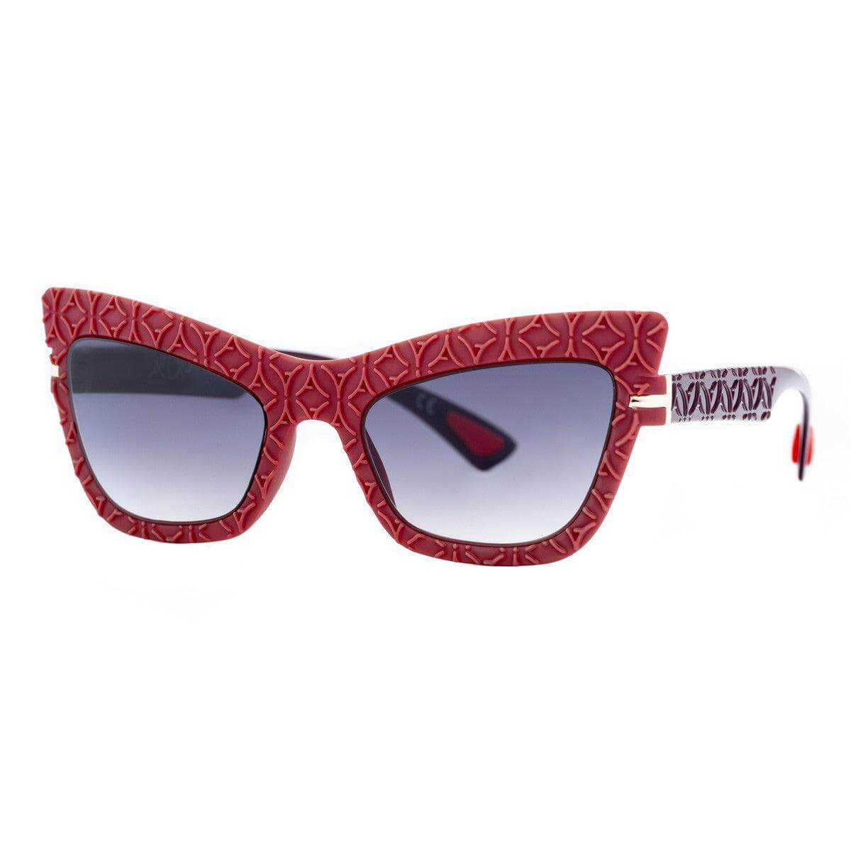 LOLA C8 BIS occhiali da sole con texture geometrica di design audace in rosso.