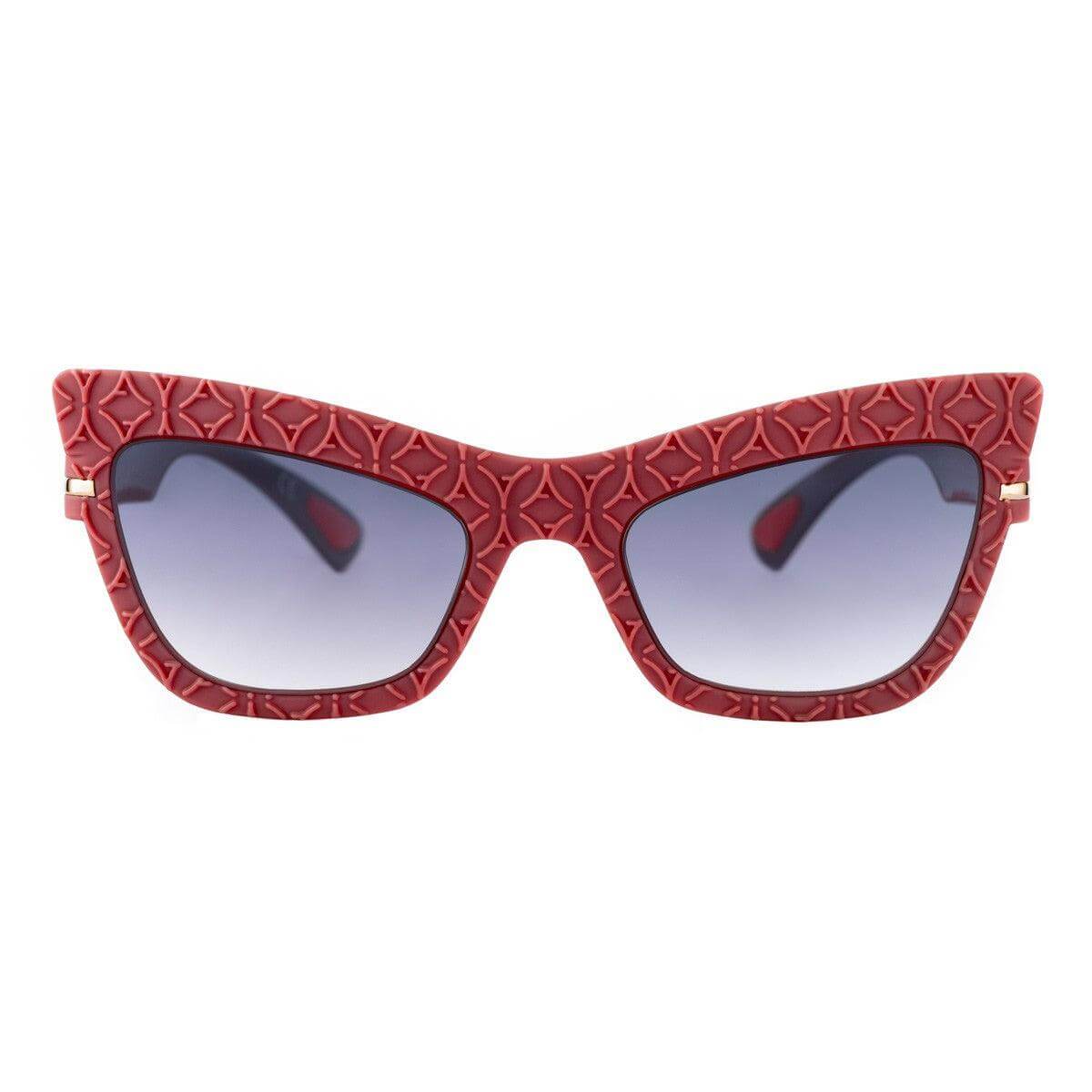 LOLA C8 BIS occhiali da sole rossi con texture geometrica distintiva per un look audace.
