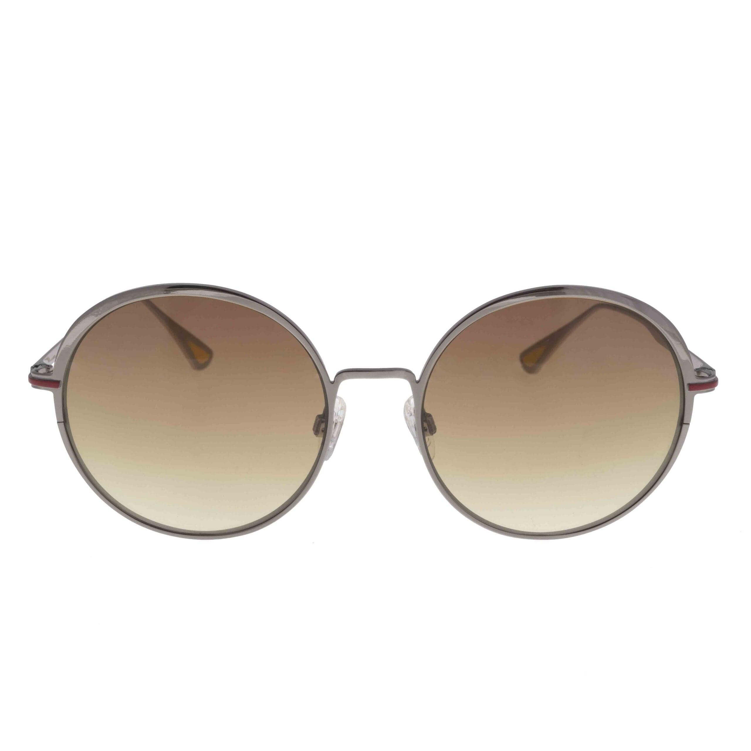 MIMOSA C3 occhiali da sole da donna con montatura in metallo argento e lenti giallo-marrone sfumato.