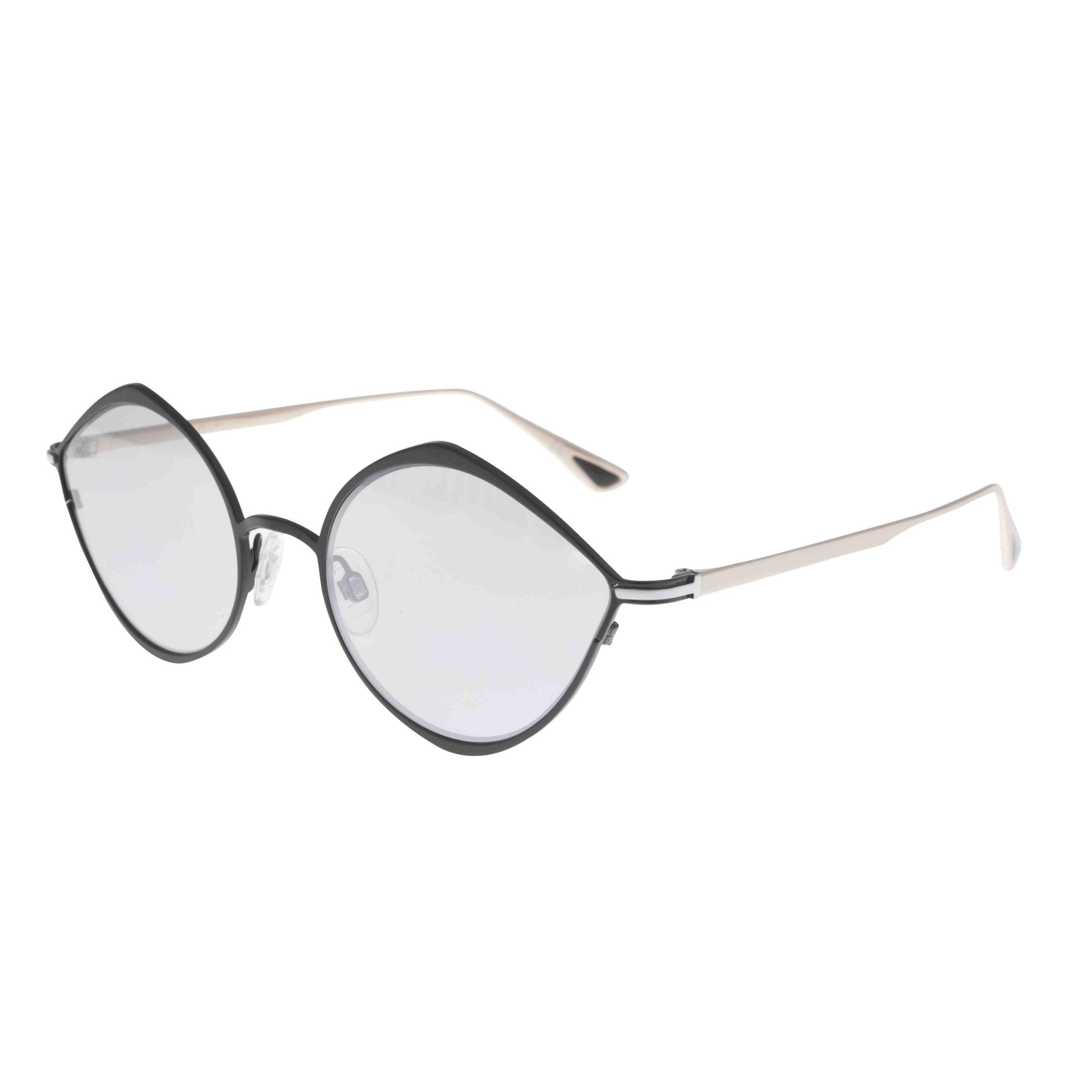 NAOS C6 occhiali unisex con frontale nero opaco e aste in metallo oro, lenti fotocromatiche, design elegante.