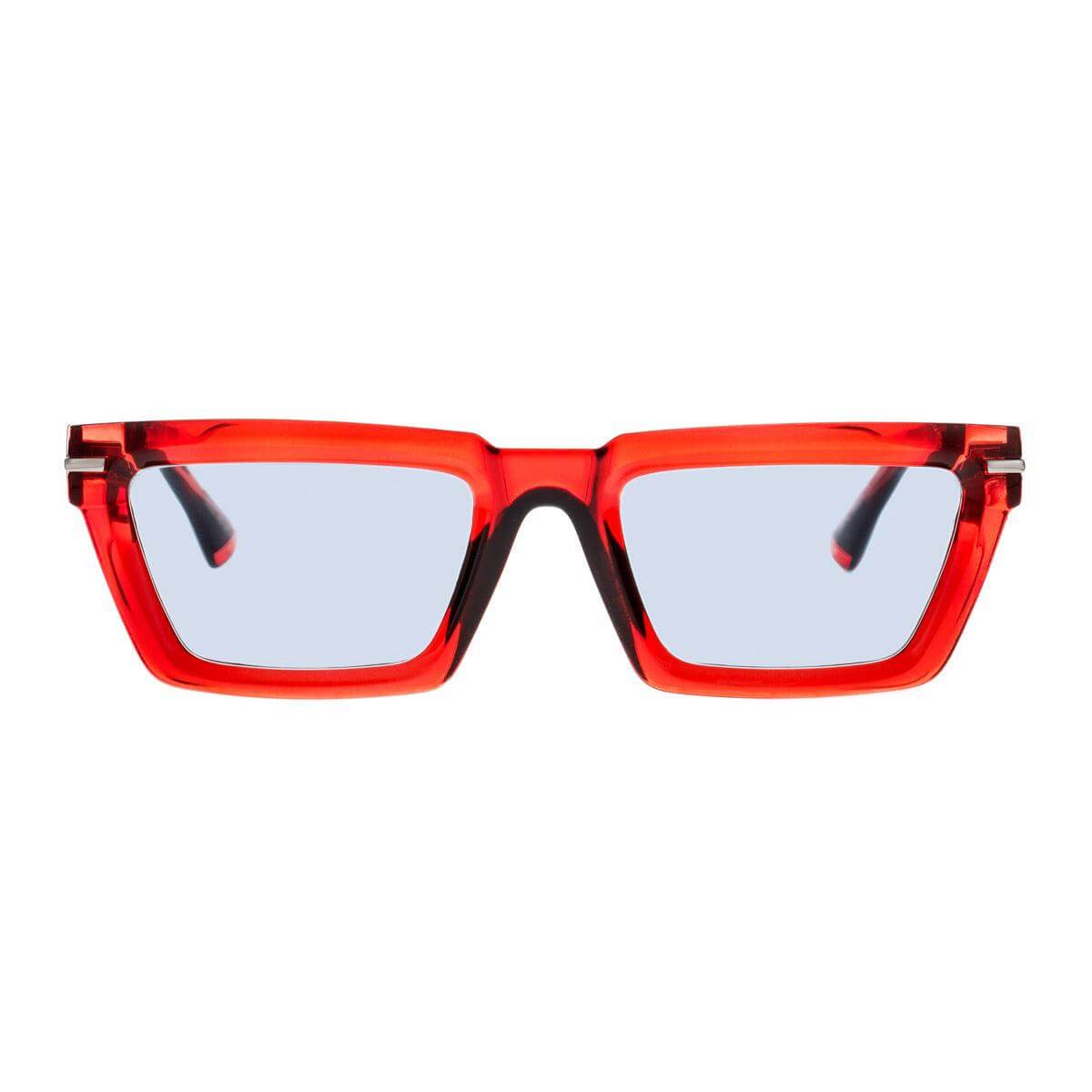 WYNWOOD C42 occhiali da sole unisex in plastica rossa con dettagli tecnici, collezione XY Bold di AirDP Style.
