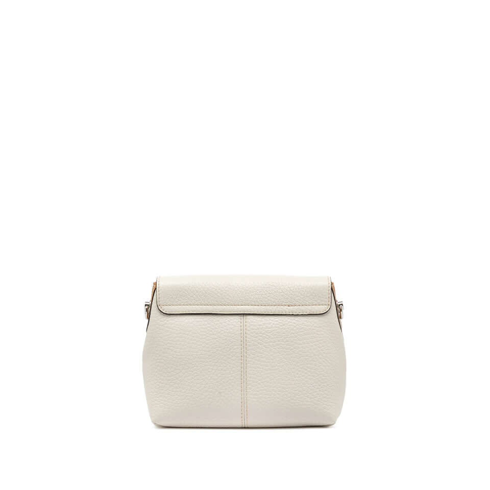 Alessandra handbag by Gianni Chiarini Firenze in soft white leather, featuring a flap closure and a stylish shoulder strap.