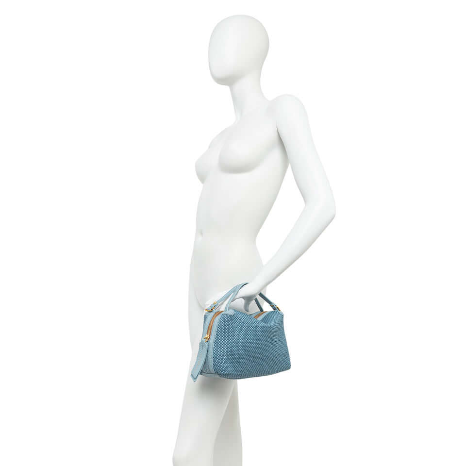 Blue woven straw handbag Alifa by Gianni Chiarini, ideal for practical use.
