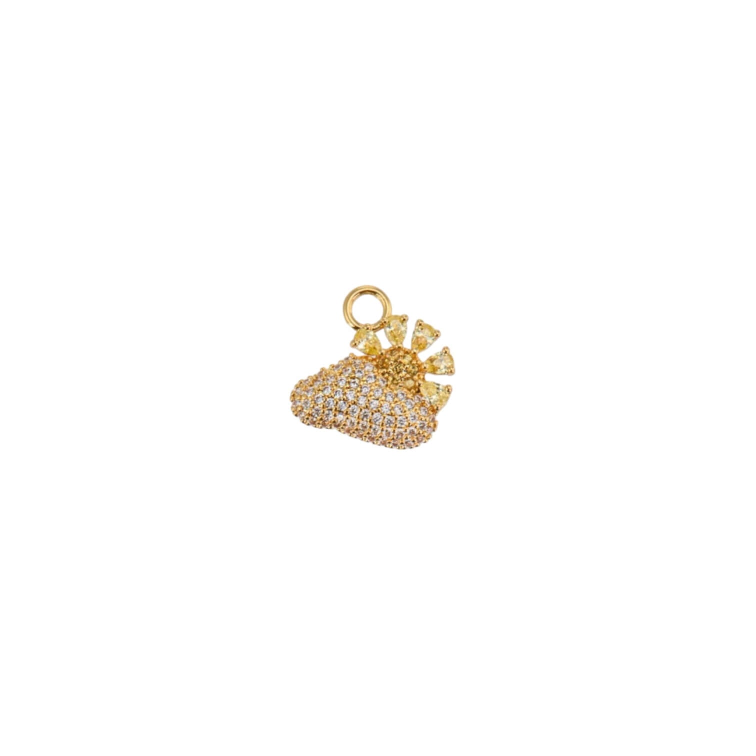 Anne Charm, gold-plated brass pendant with sparkling stones, elegant jewelry piece for any occasion.