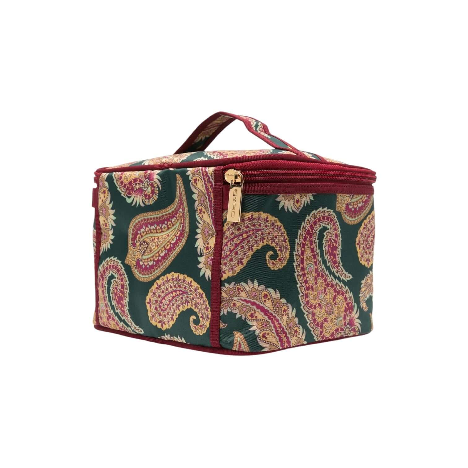 Beauty case with paisley pattern, zip closure, and ETRO logo, ideal for organizing makeup and beauty accessories.