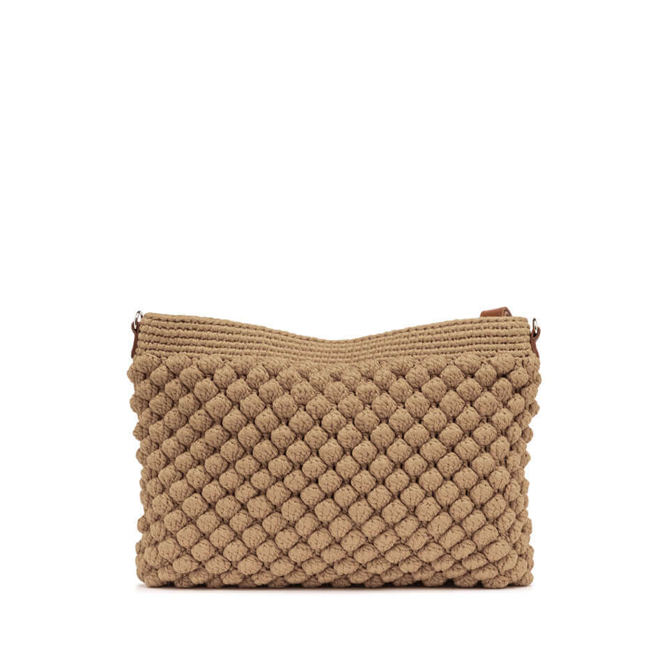 Bella pouch by Gianni Chiarini Firenze in bubble effect fabric, featuring zip closure and adjustable strap.