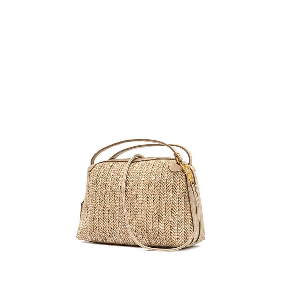 Borsa ALIFA di Gianni Chiarini, in paglia intrecciata, leggera e spaziosa, perfetta per un'estate chic.