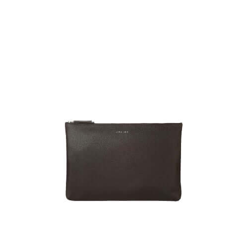 Borsa a mano portadocumenti Micron in pelle martellata, dimensioni 37x25 cm, chiusura zip, made in Italy.