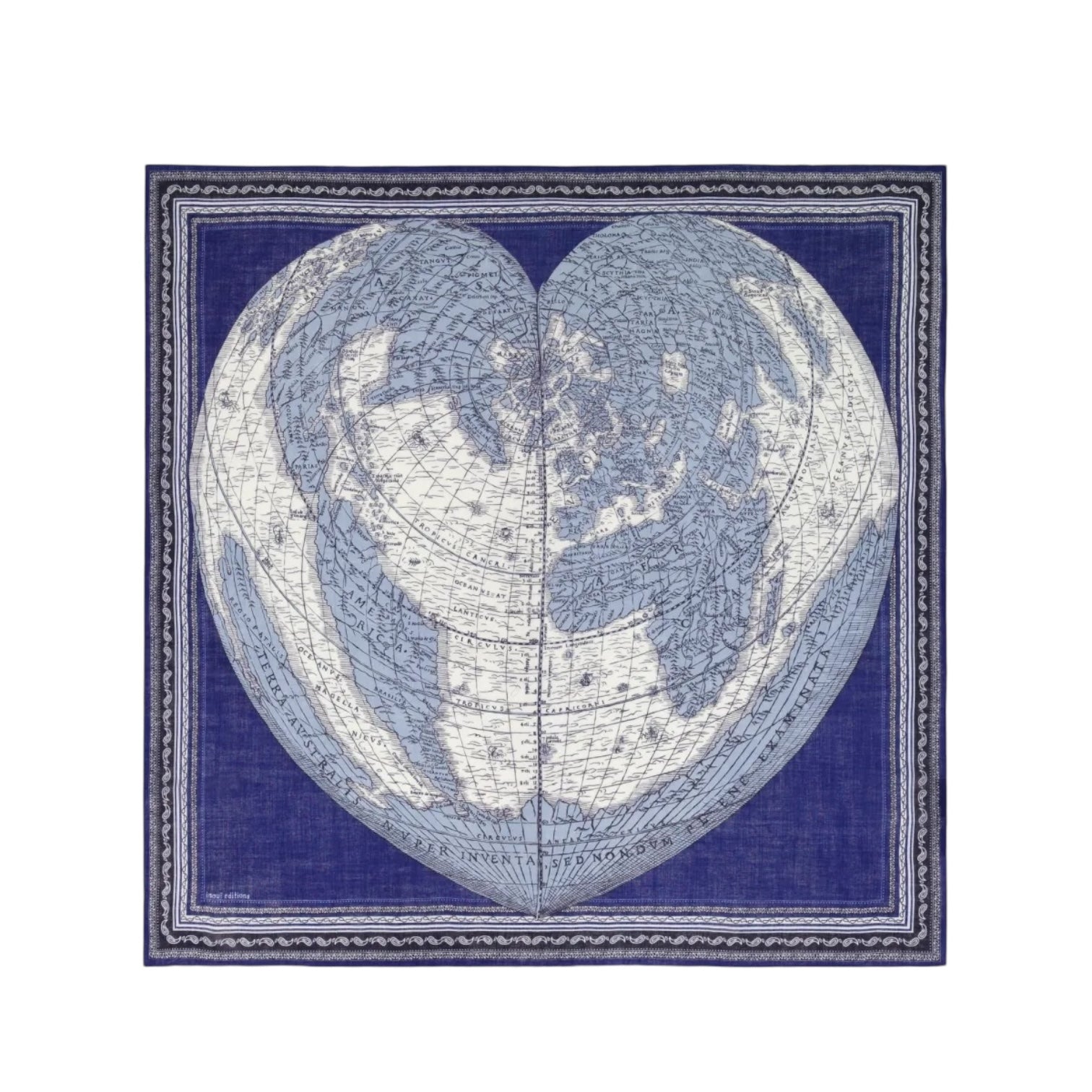 Foulard Quadrato Mappemonde Blu