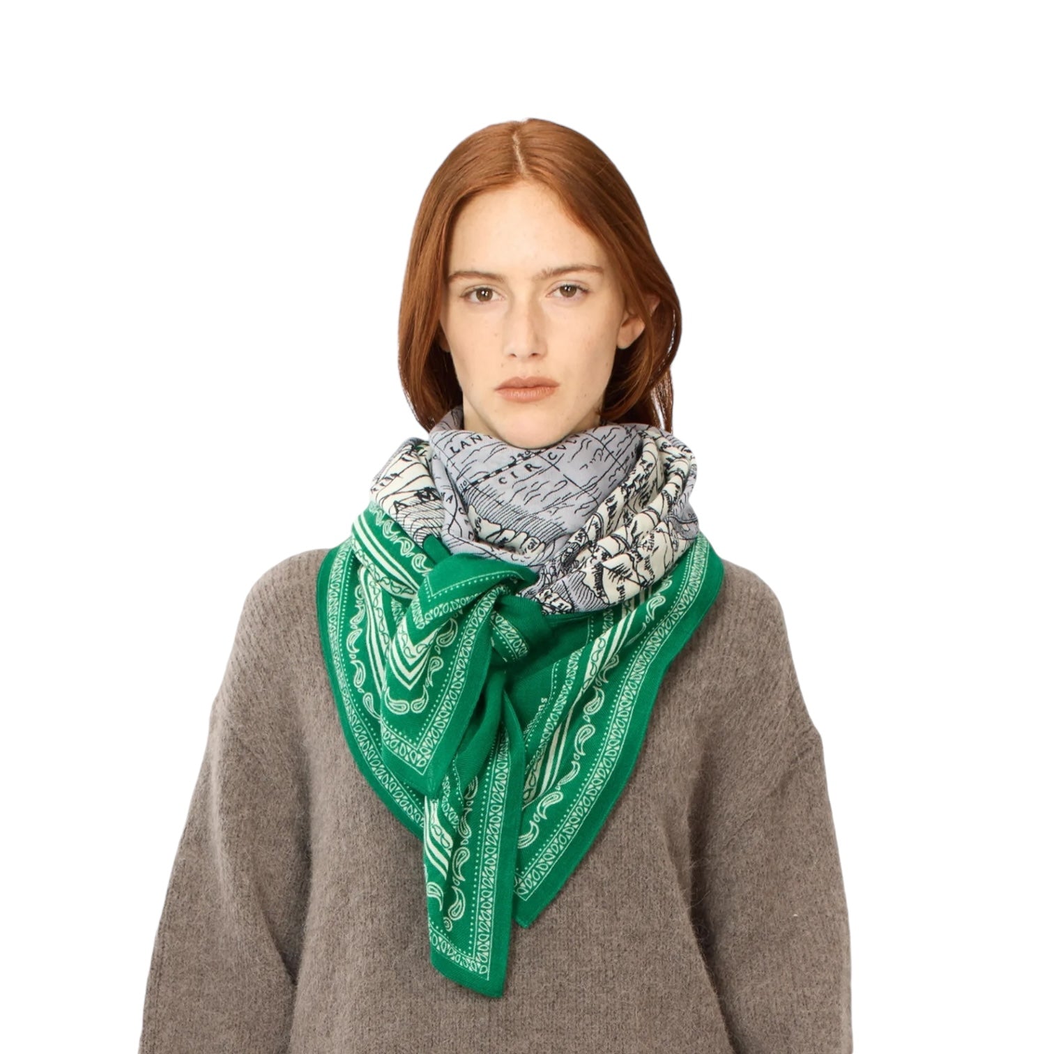 Foulard Quadrato Mappemonde Verde