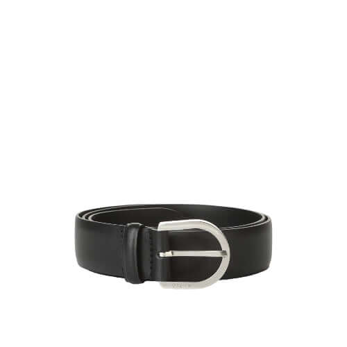 Cintura Classica Monaco in Pelle, 3.5 cm leather belt with palladium finish buckle, made in Italy.