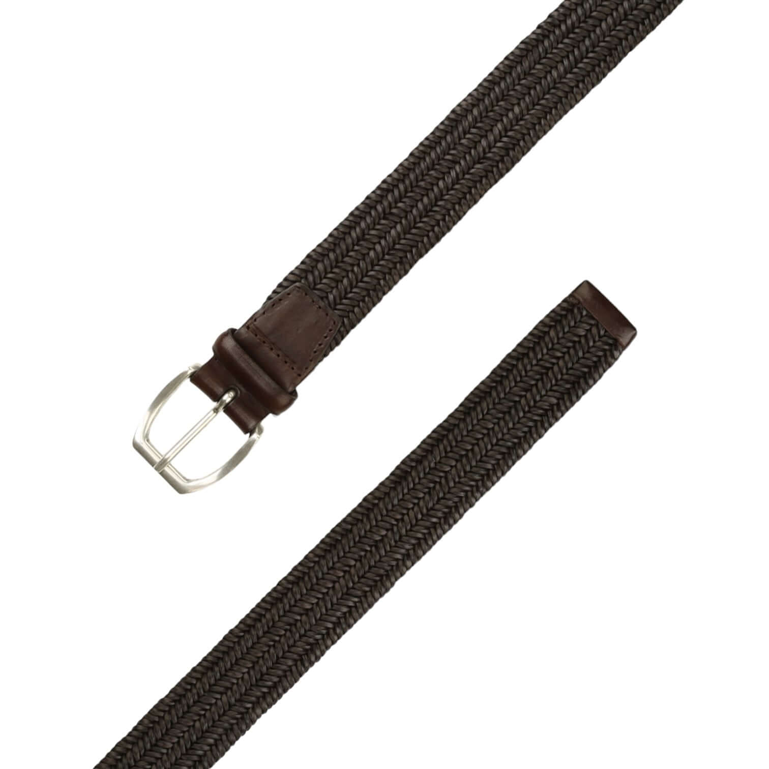Cintura Intrecciata Wide in Pelle con fibbia argento, perfetta per l'uomo moderno e look versatili.