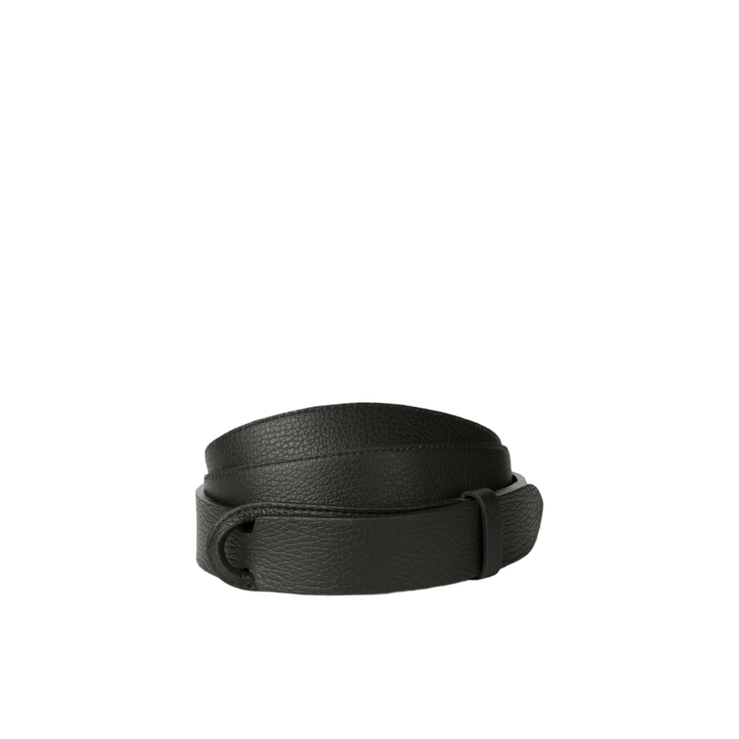 Cintura Nobuckle Micron in Pelle, 3 cm black leather belt, adjustable size 42 to 56, nickel-free, made in Italy.