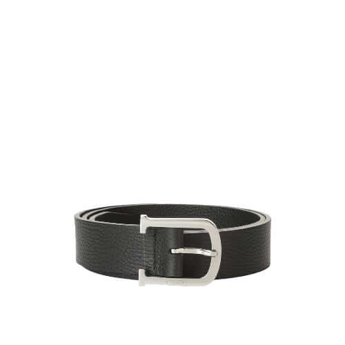 Cintura Piatta Micron in Pelle, pelle martellata, fibbia palladio, made in Italy, h. 3,5 cm